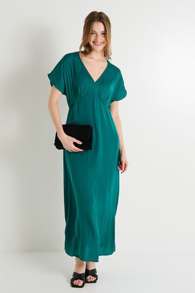 Robe longue satinée femme