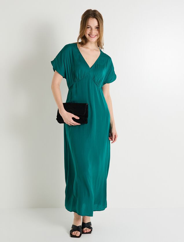 Robe longue satinée femme
