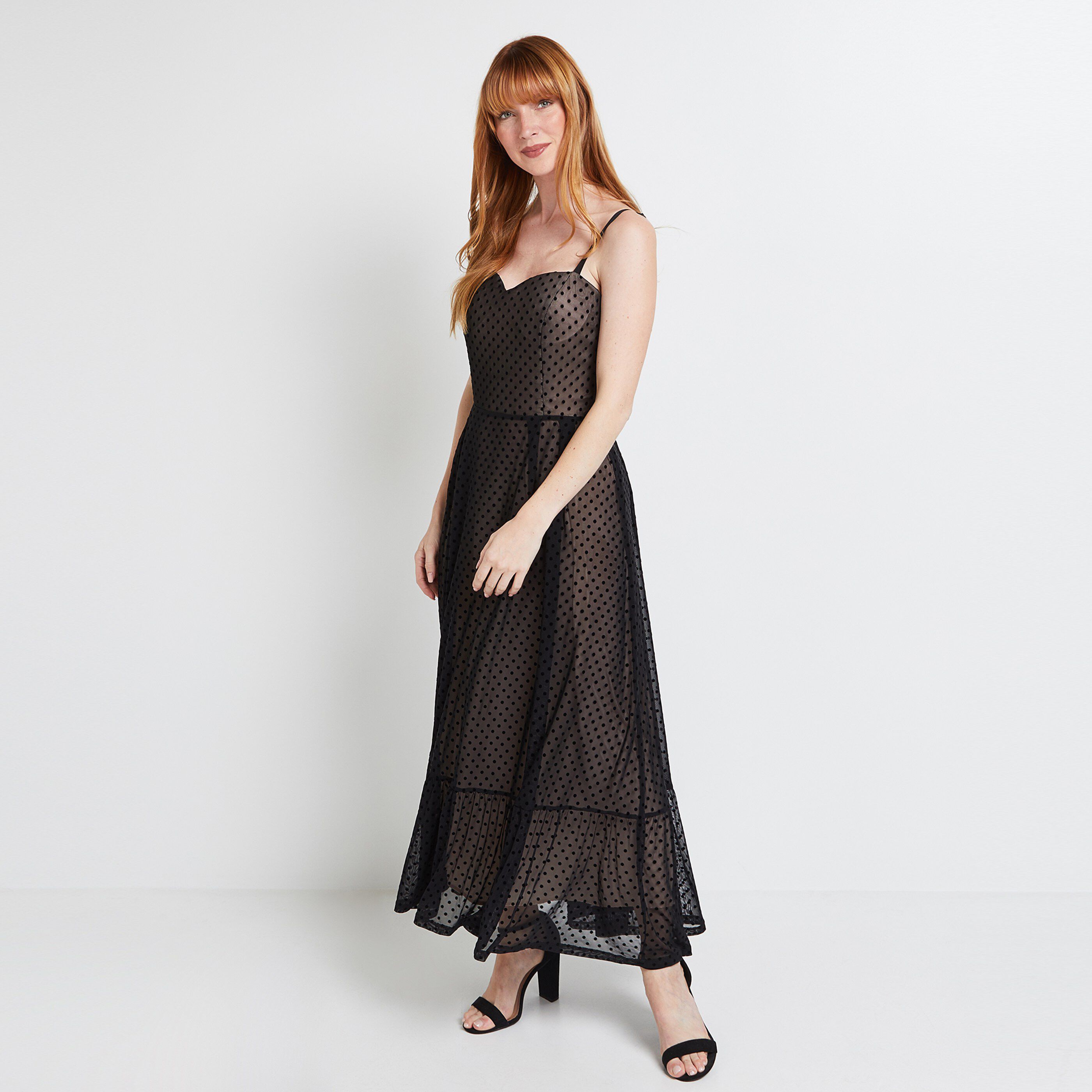 Robe longue plumetis bretelles femme Graindemalice