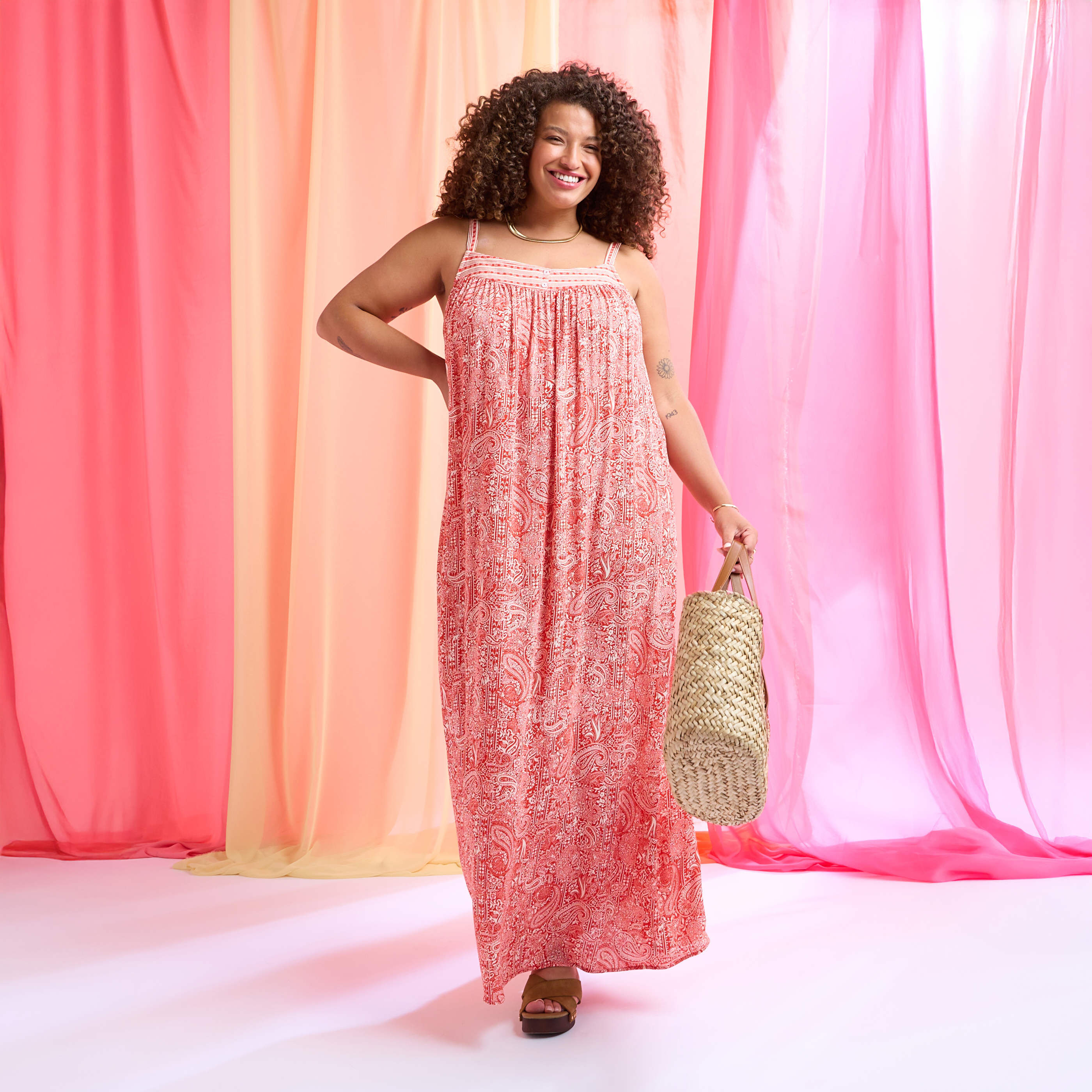 Robe longue boh&egrave;me &agrave; bretelles