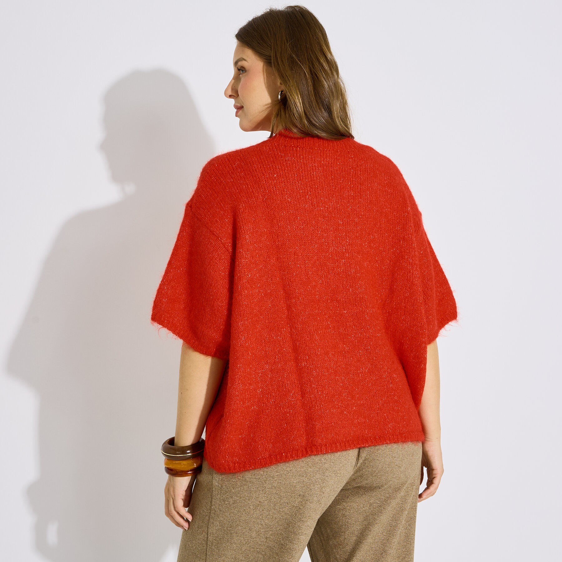 Pull manches courtes col rond femme