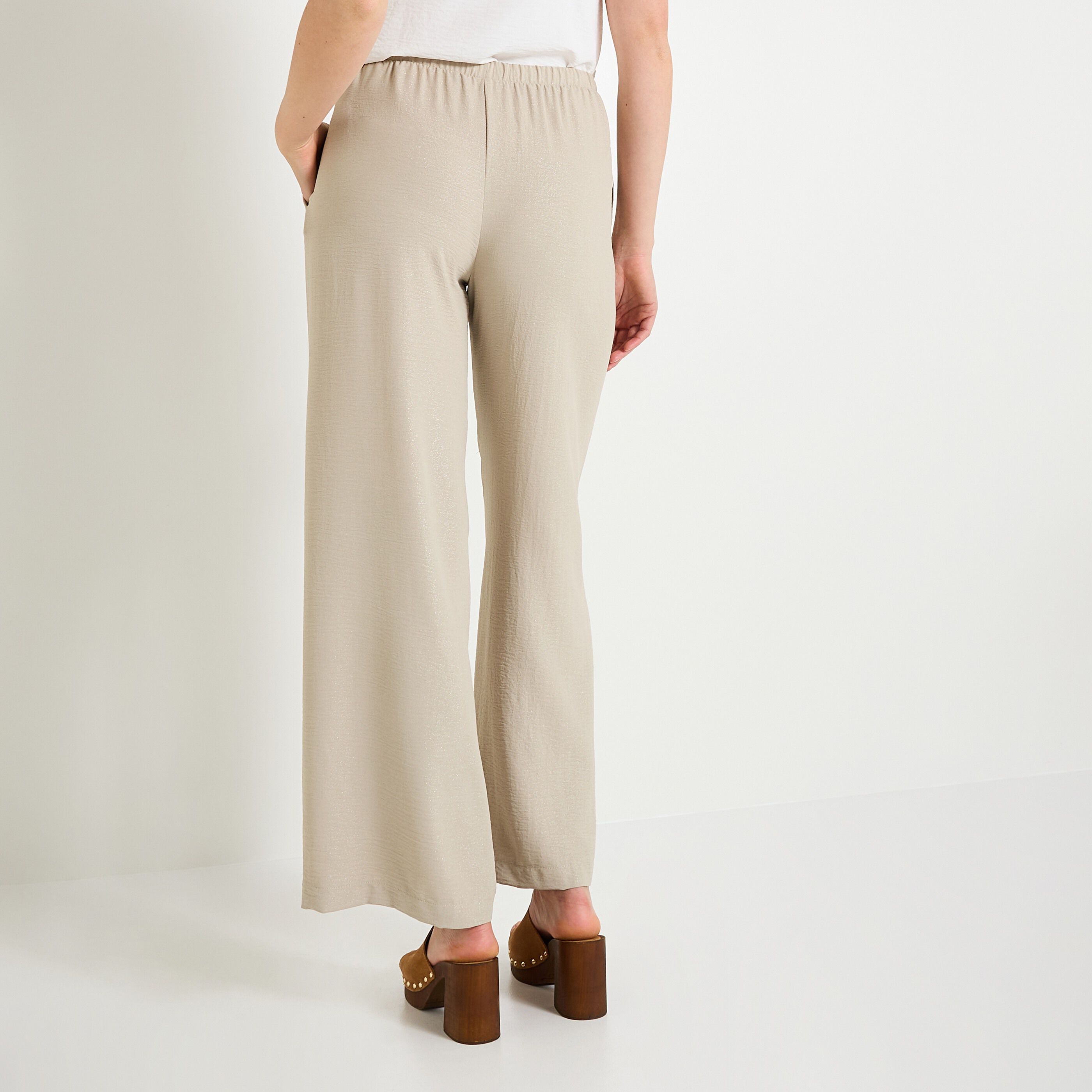 Pantalon large iris&eacute; femme