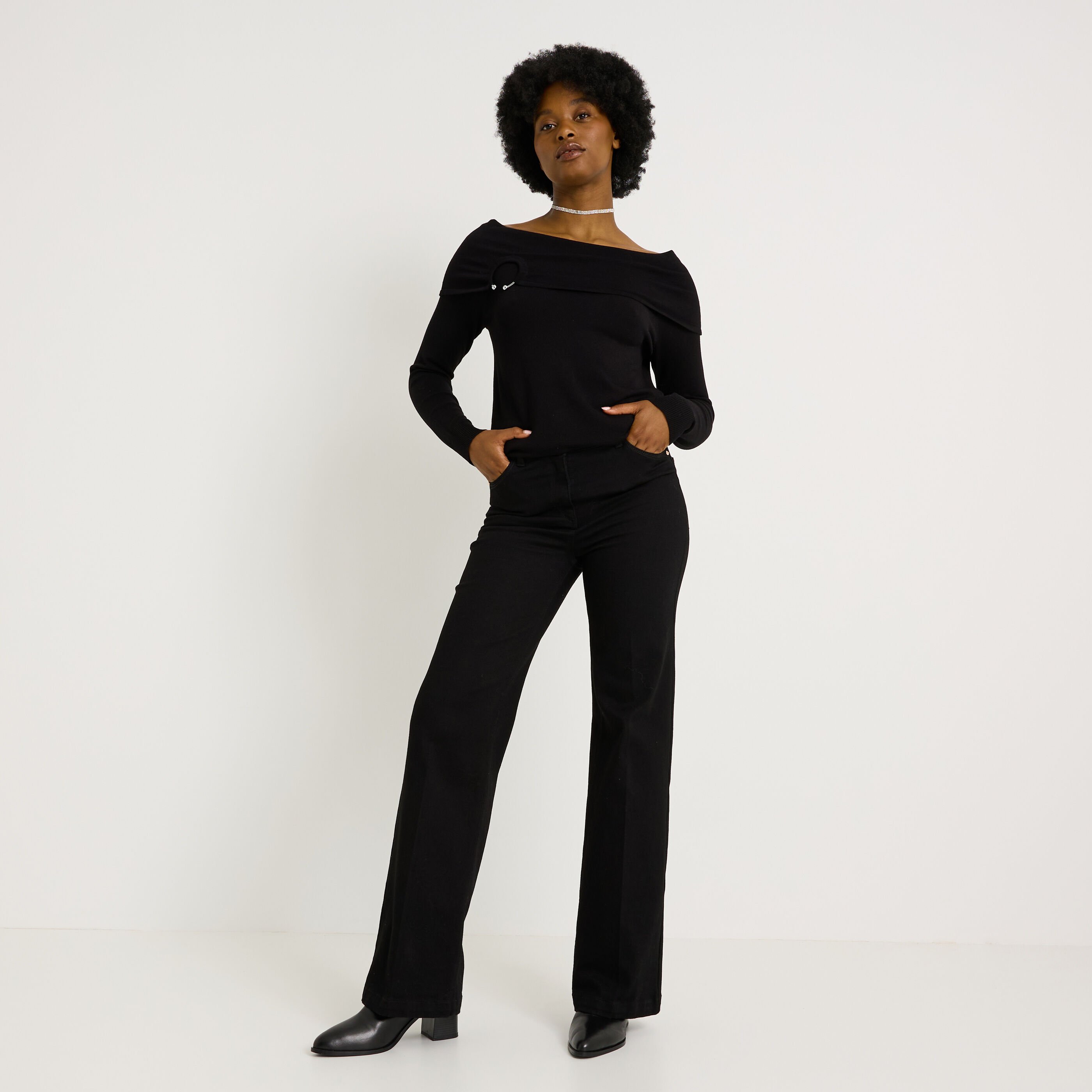 Pull col bardot femme