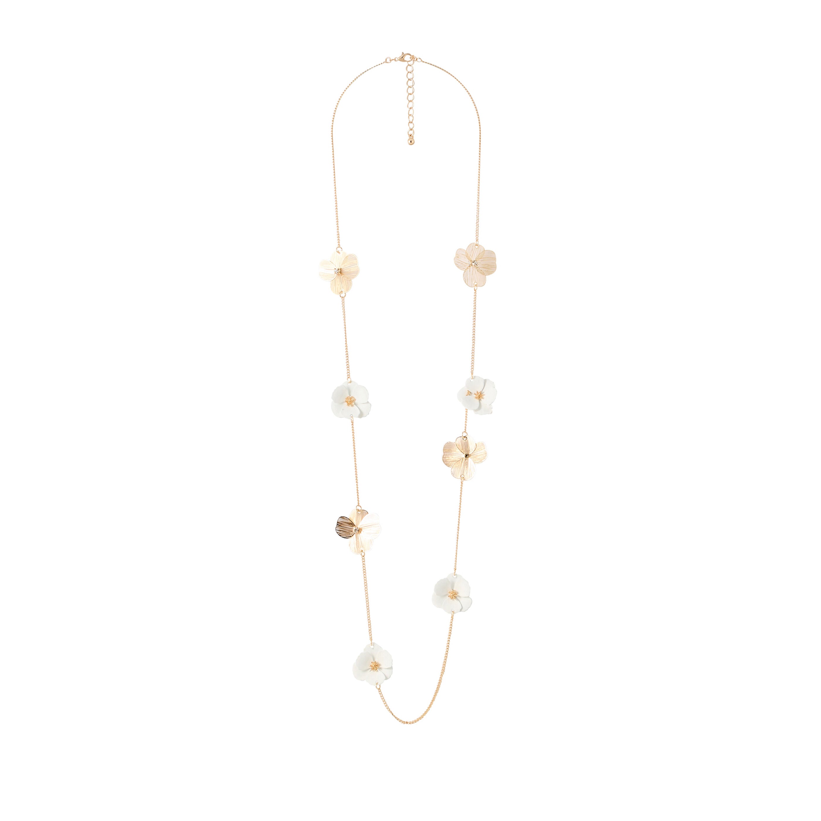 Collier fine cha&icirc;ne fleurs femme