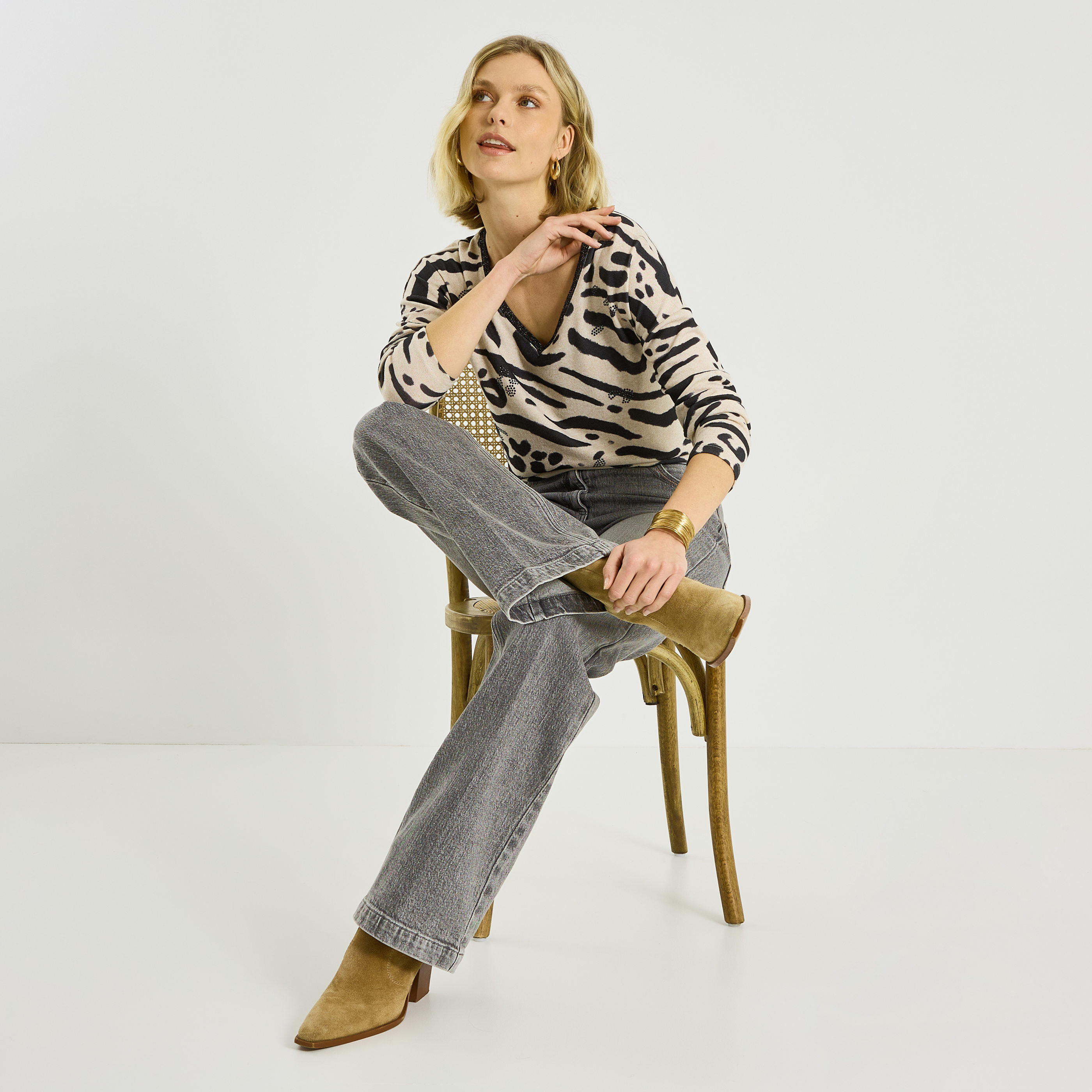 T-shirt imprim&eacute; l&eacute;opard femme