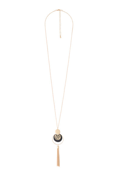 Collier avec disque et pompon
