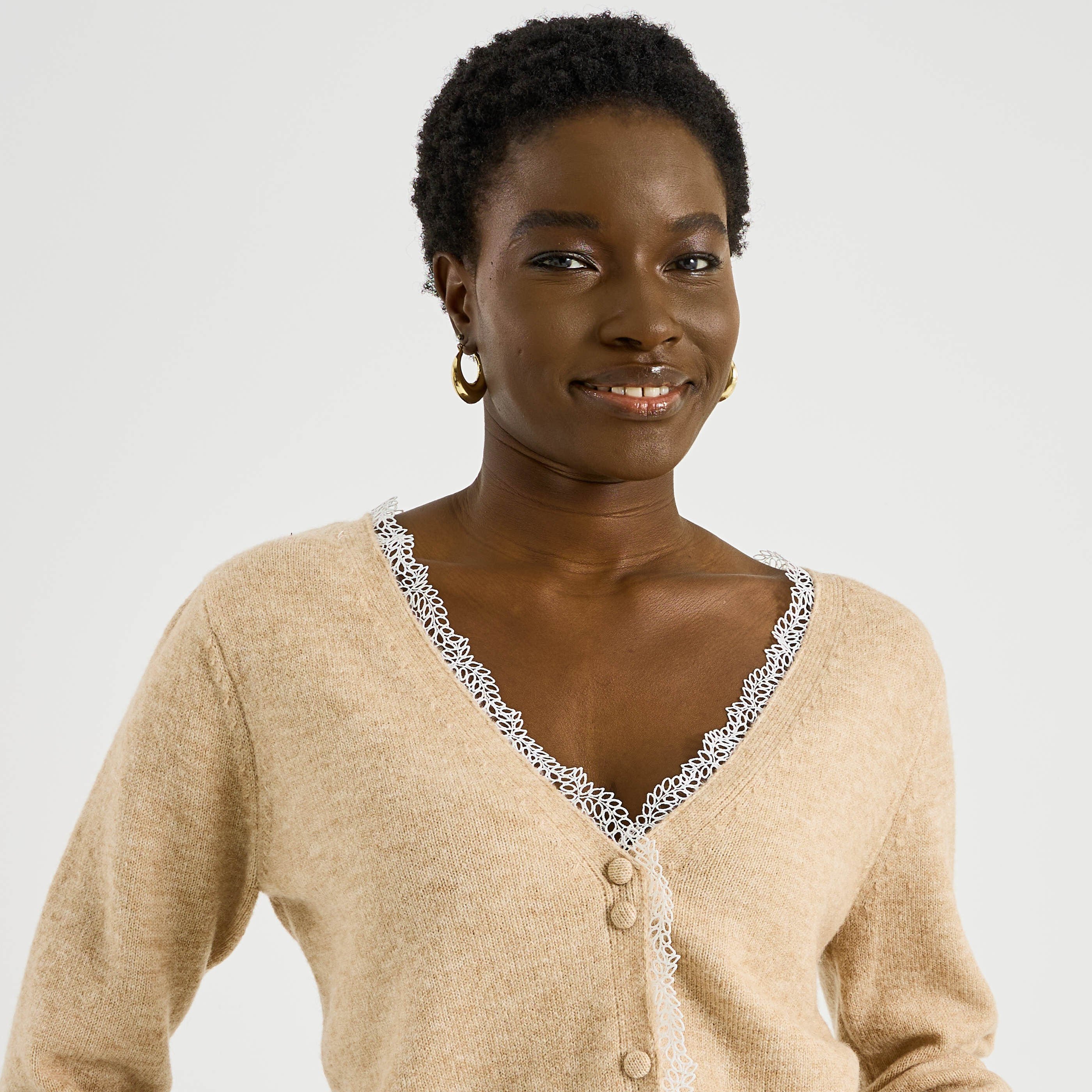 Gilet 2 en 1 d&eacute;tails ajour&eacute;s femme