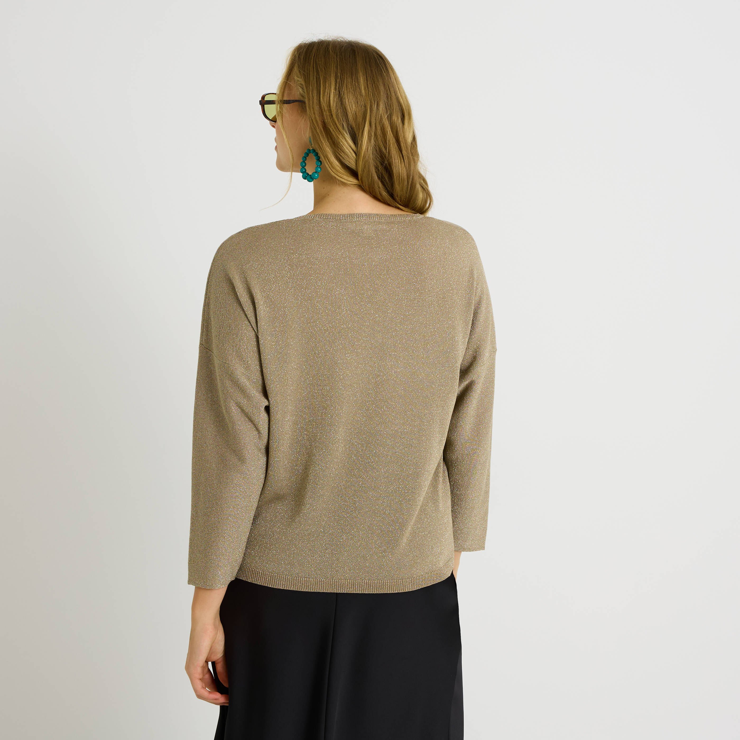 Pull brillant &agrave; col V femme