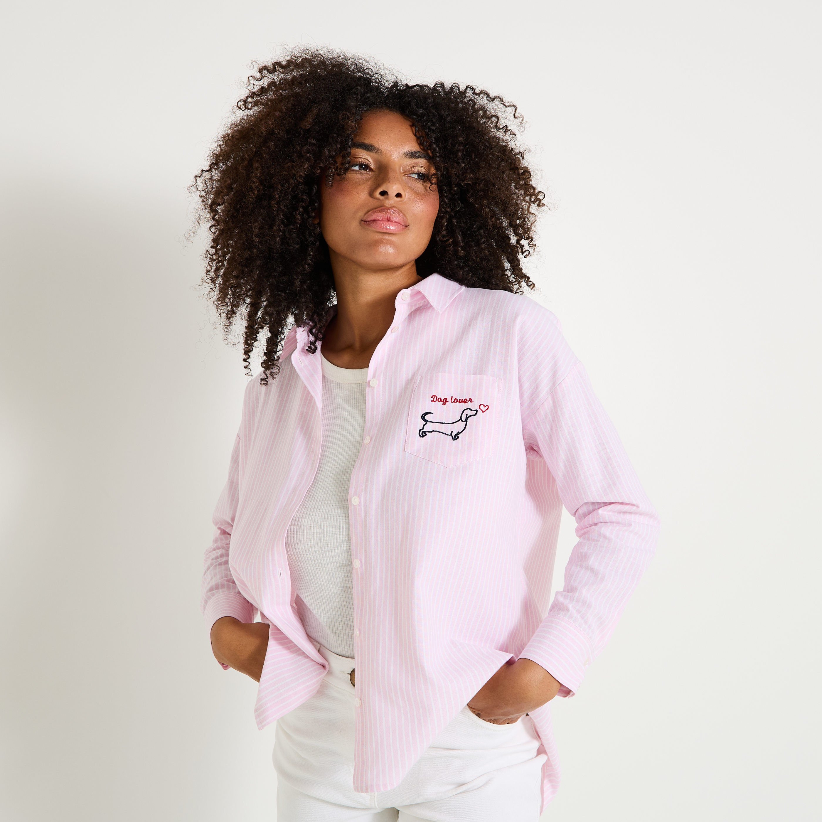 Chemise oversize ray&eacute;e femme
