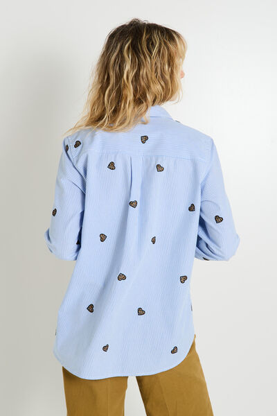 Chemise brodée à rayures femme