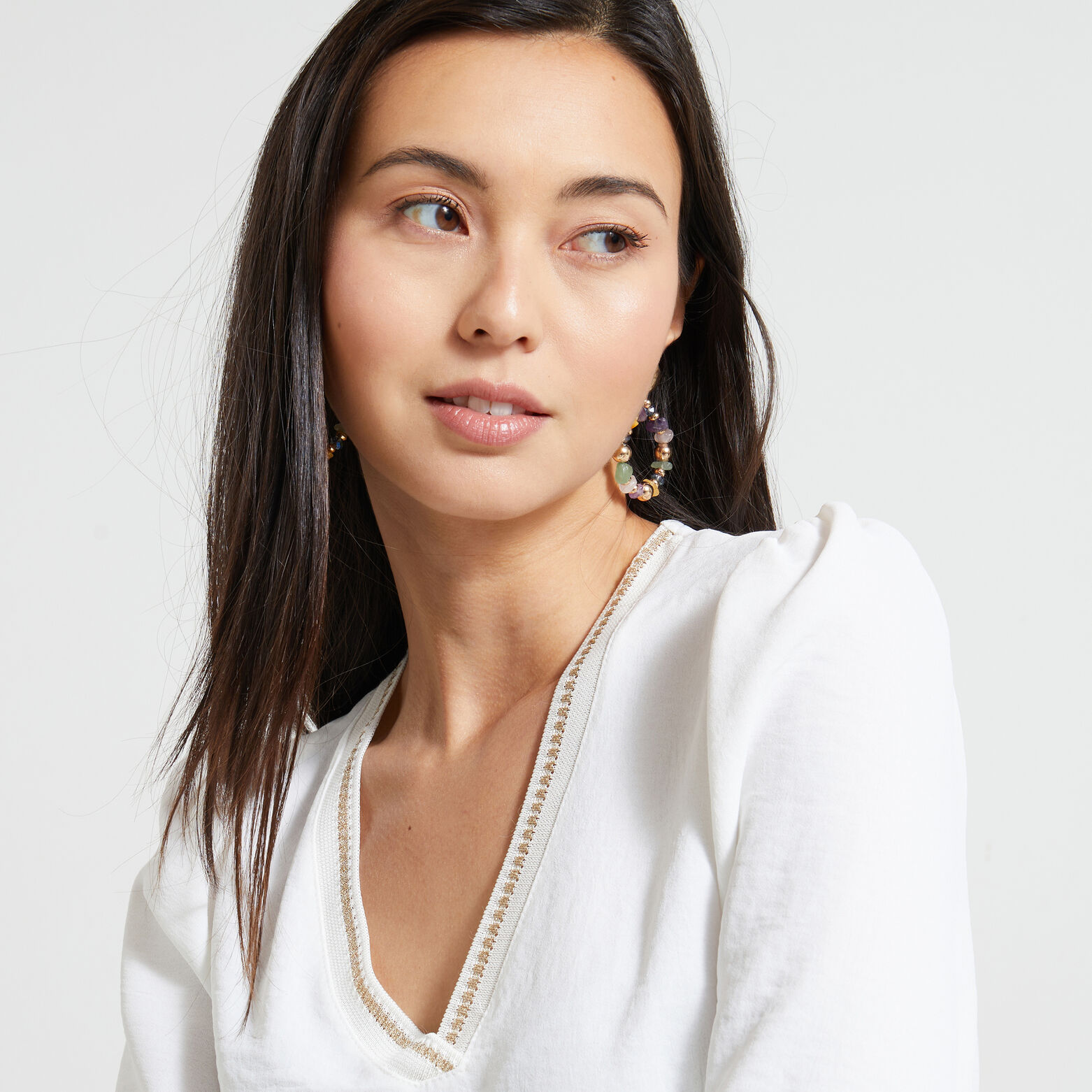 Blouse col V femme