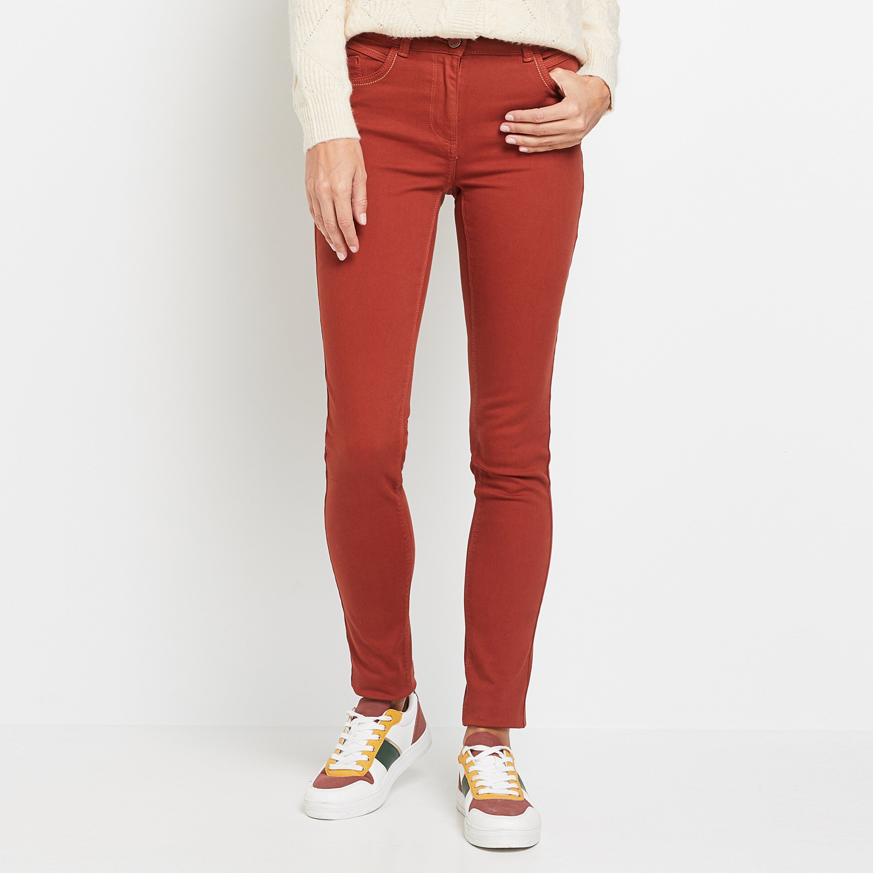 Jean slim rouge online femme