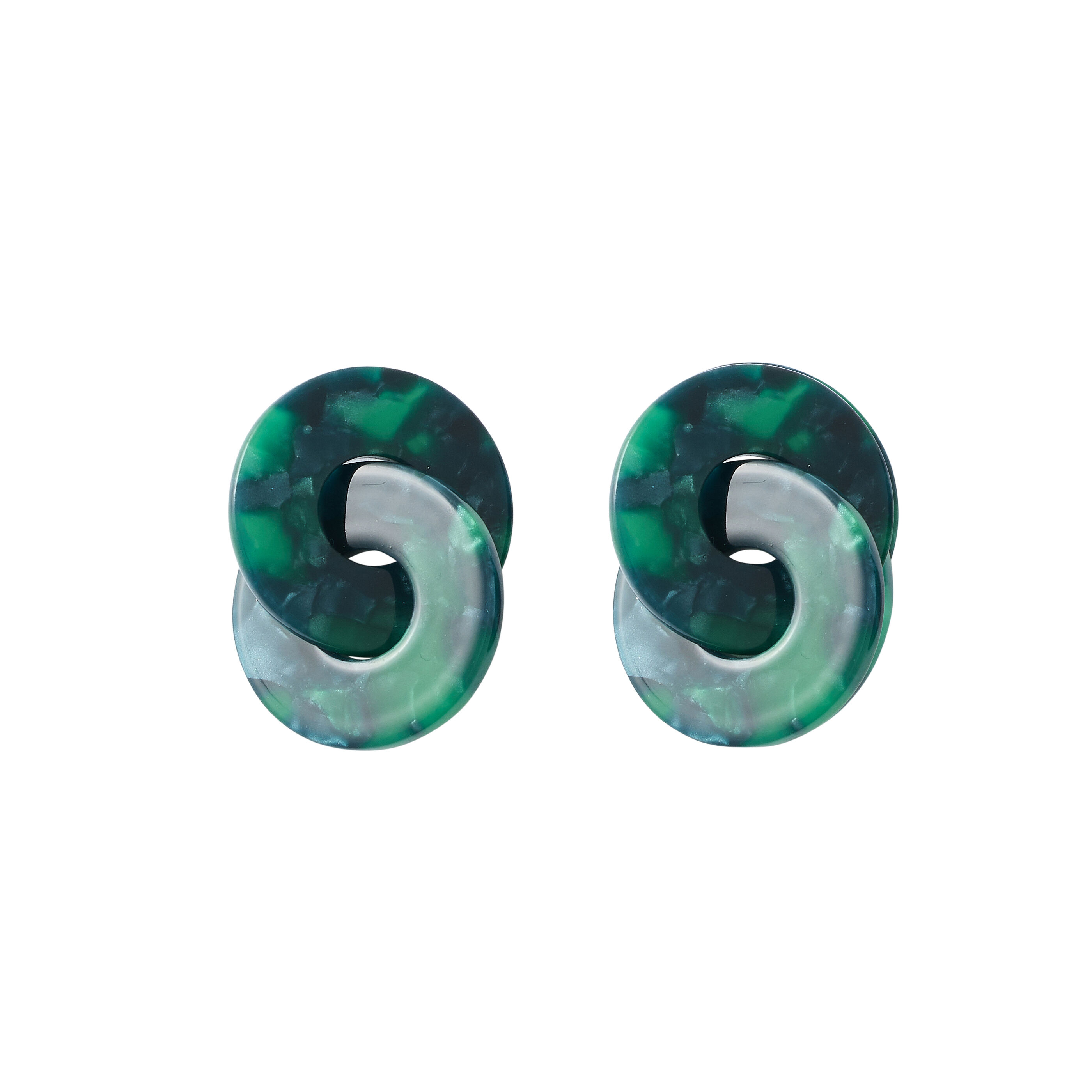 Boucles d'oreilles double anneau vert