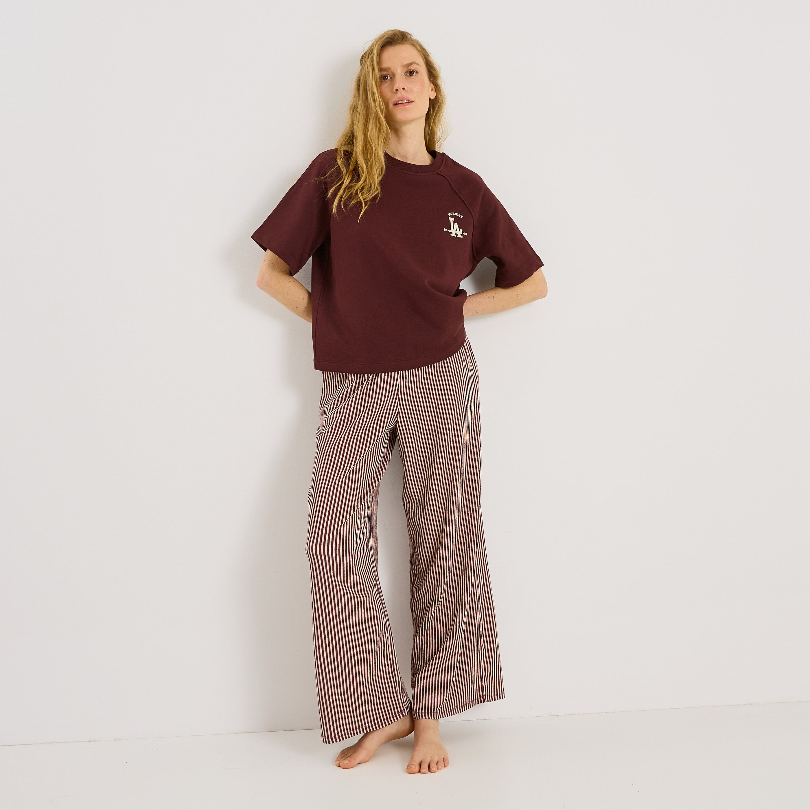 Sweat de pyjama &agrave; manches courtes femme