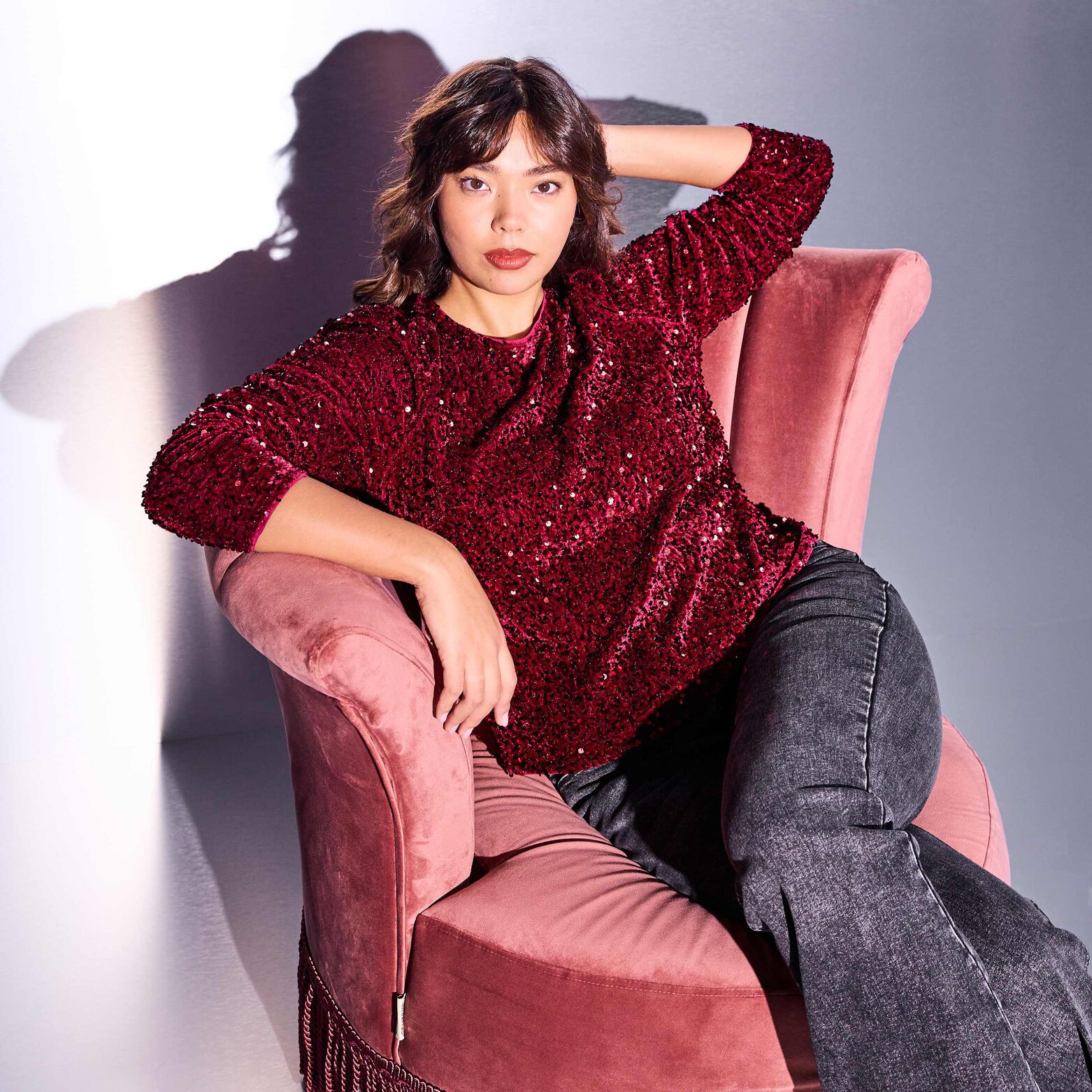 Top col rond femme