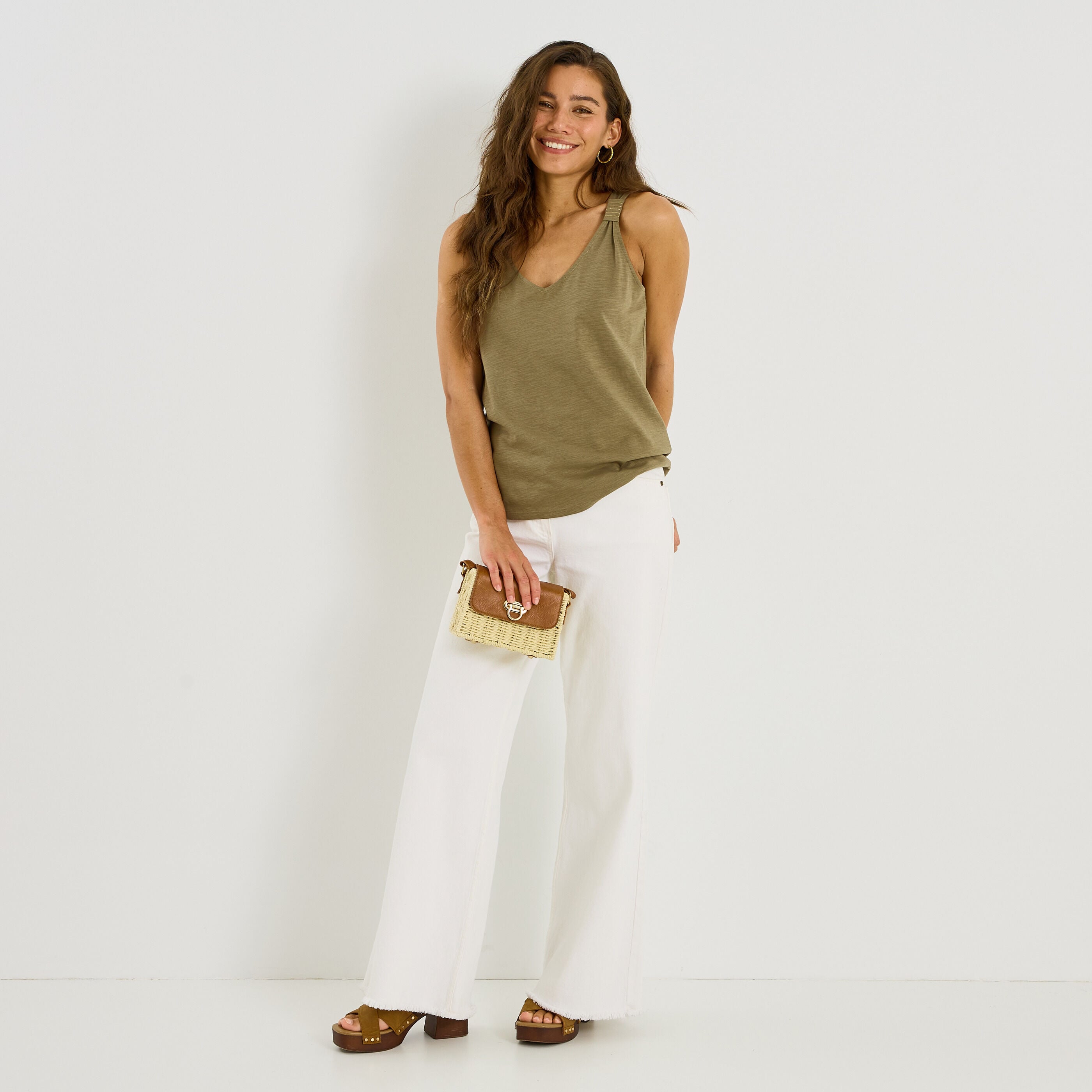 D&eacute;bardeur col V d&eacute;tails brillants femme