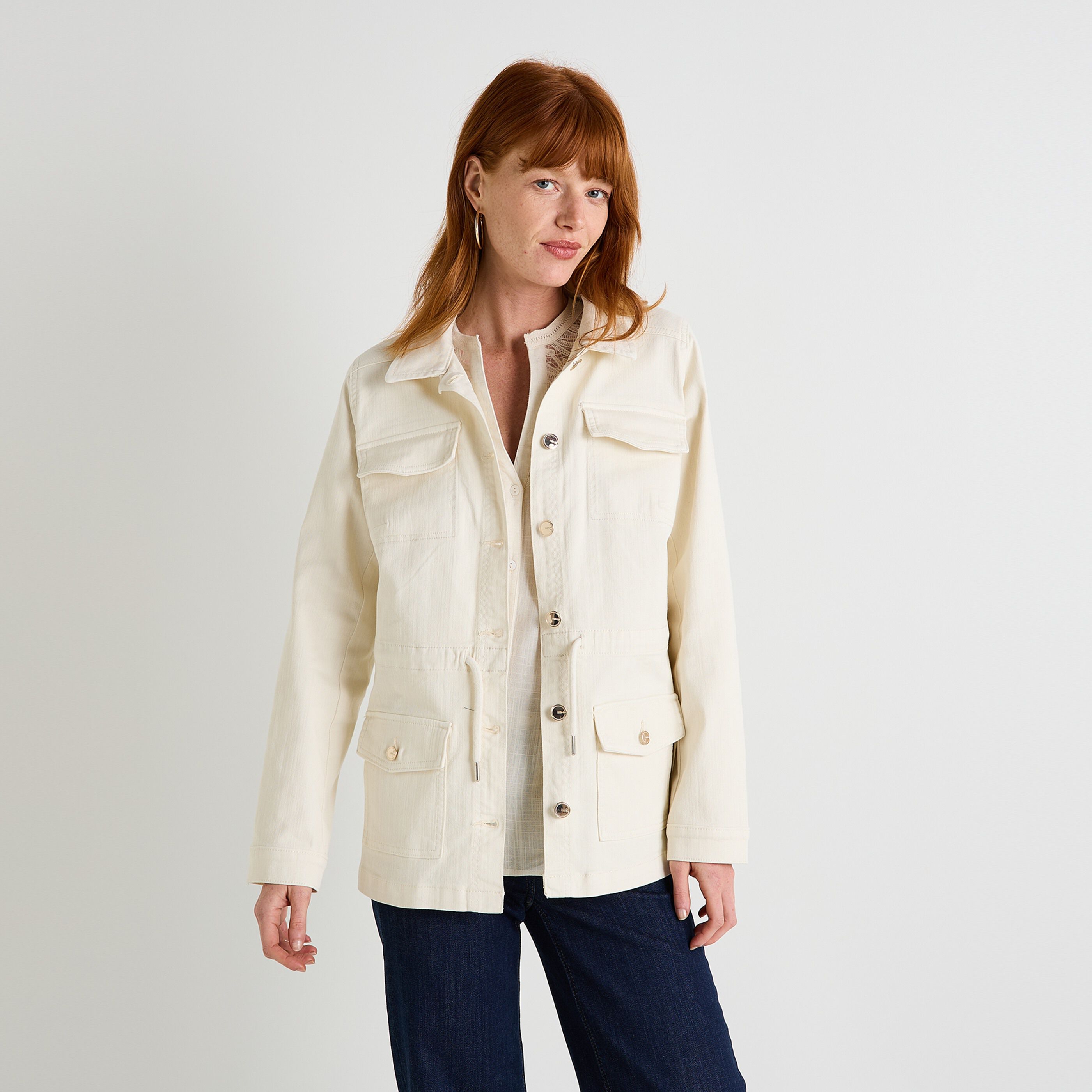 Veste saharienne denim femme