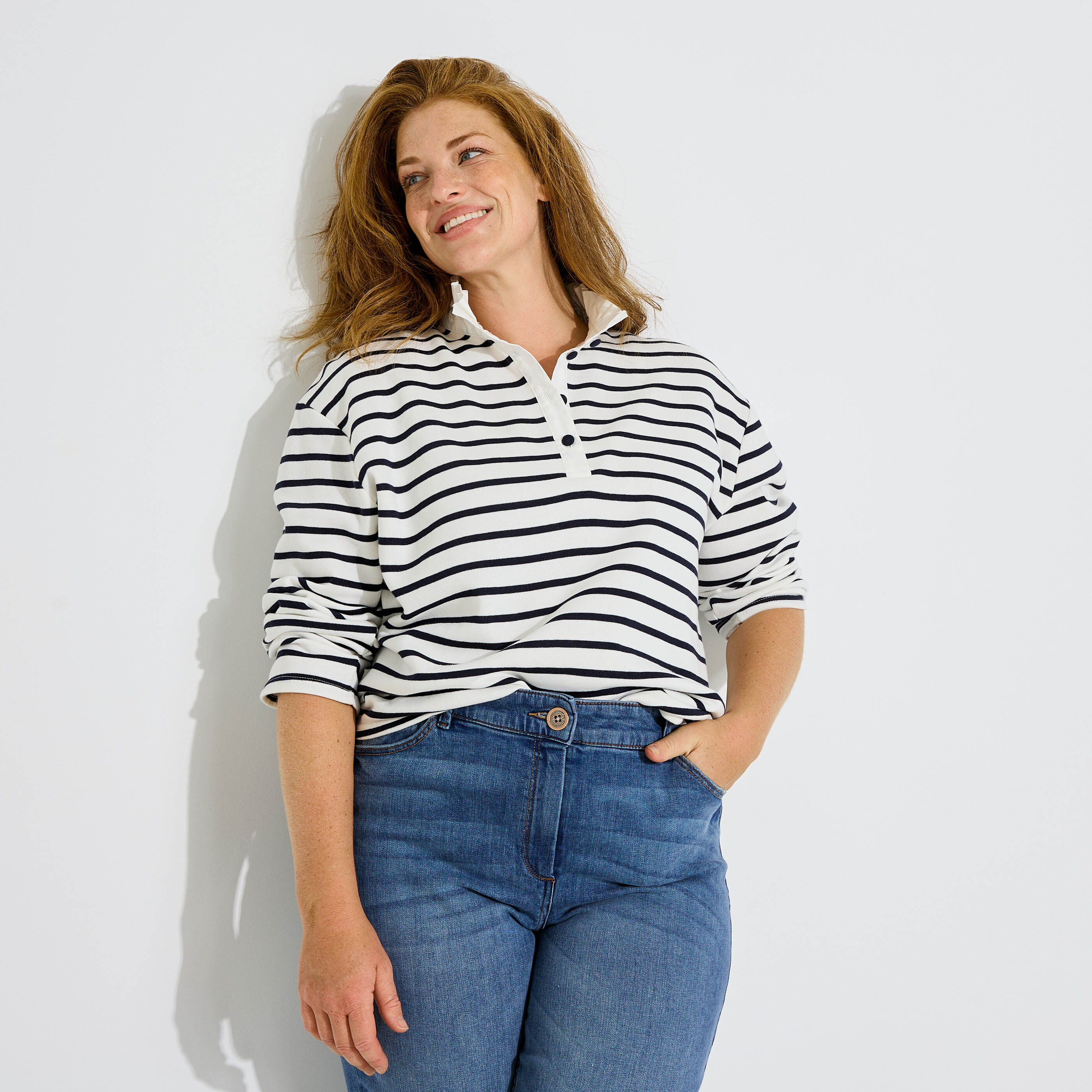 T-shirt ray&eacute; manches longues femme