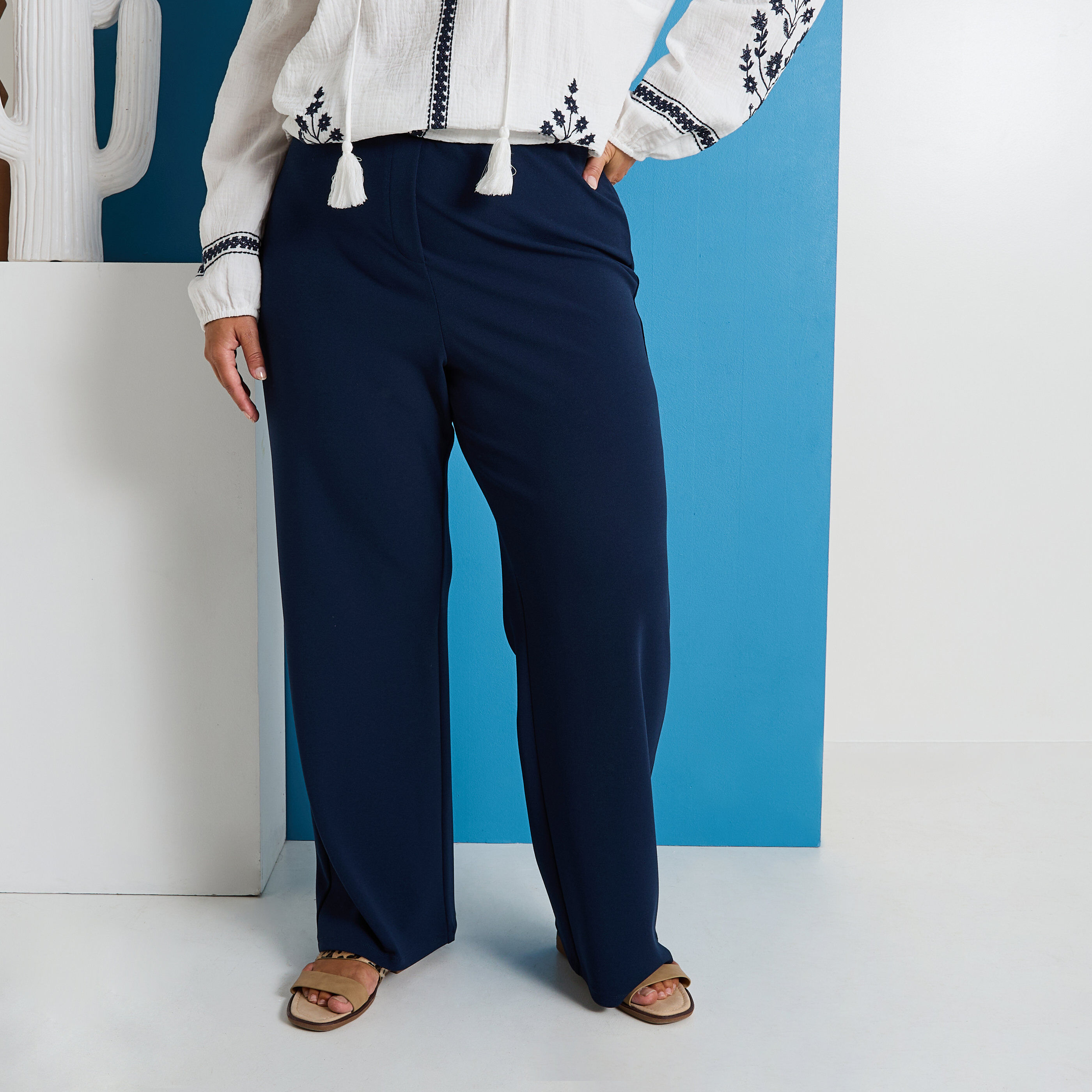 Pantalon fluide en maille femme