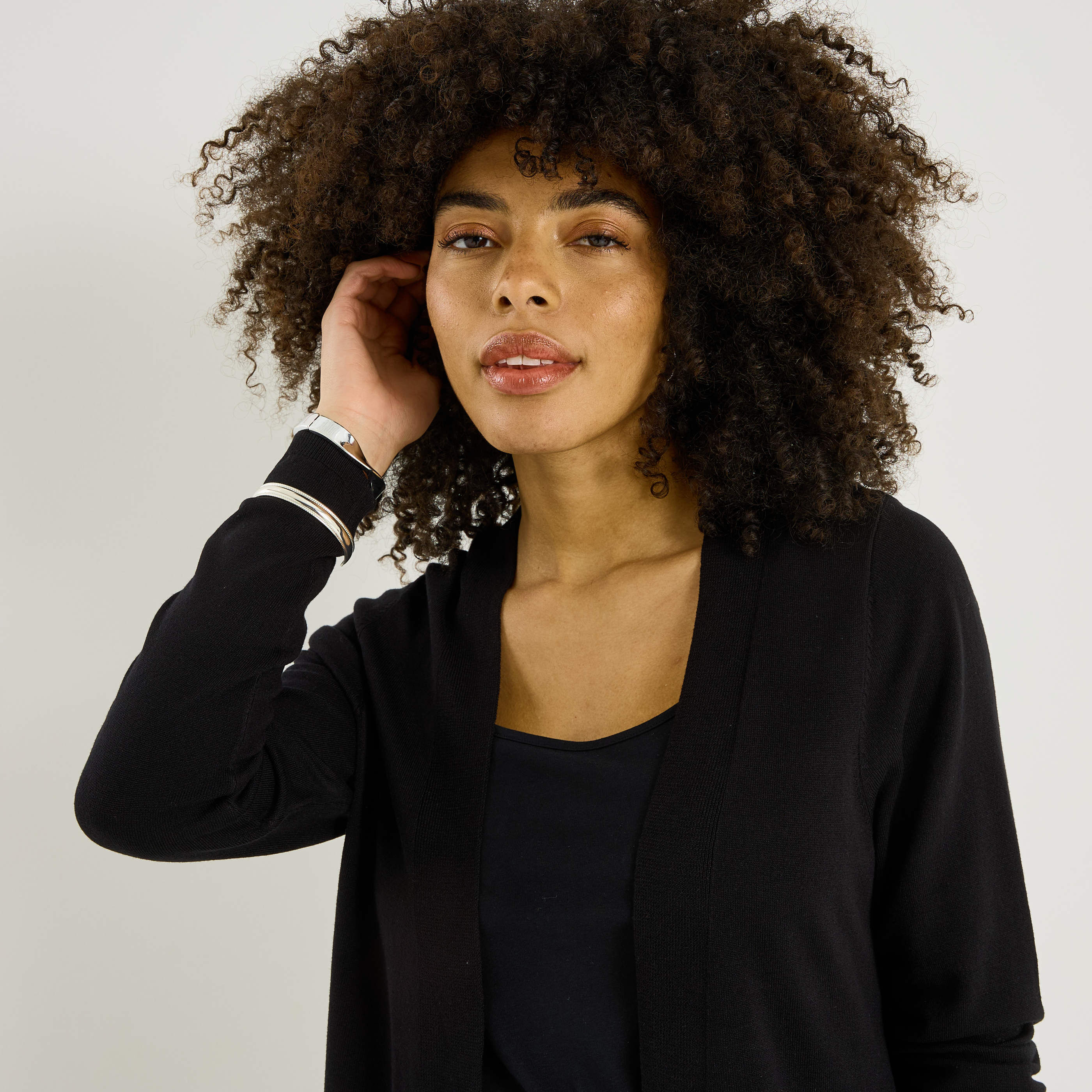 Gilet long uni femme