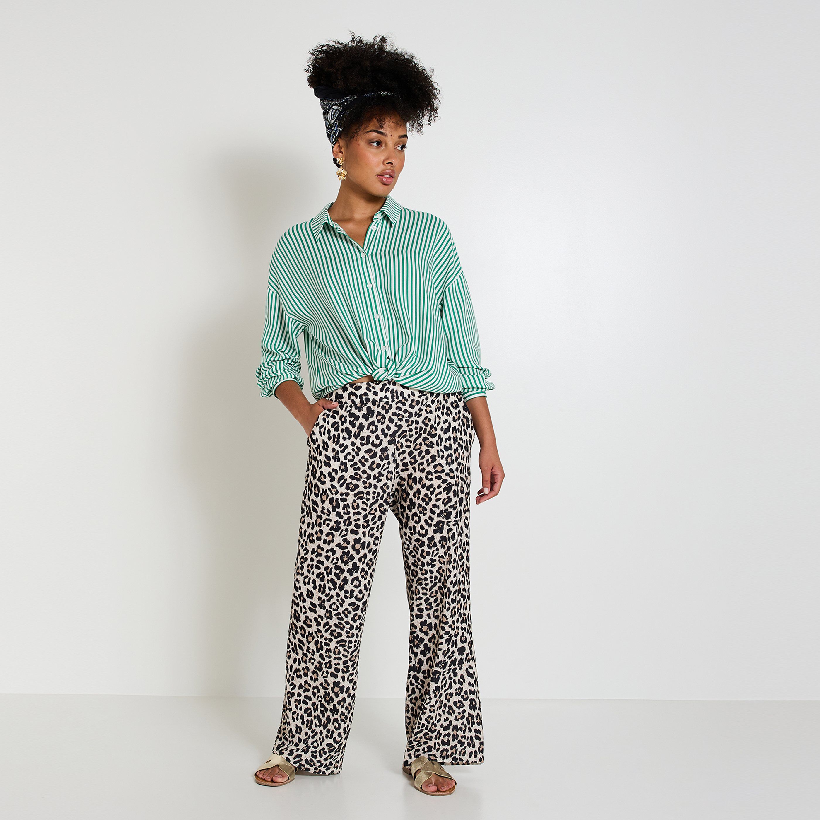 Pantalon l&eacute;opard fluide femme