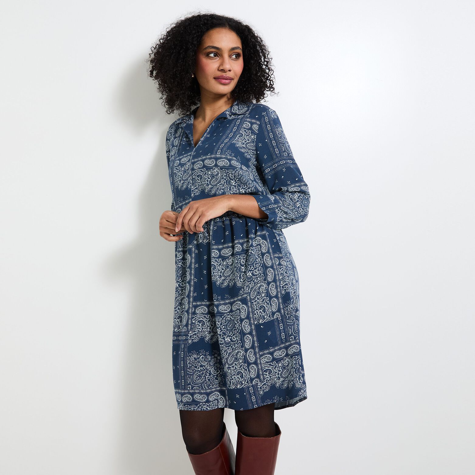 Robe col chemise femme