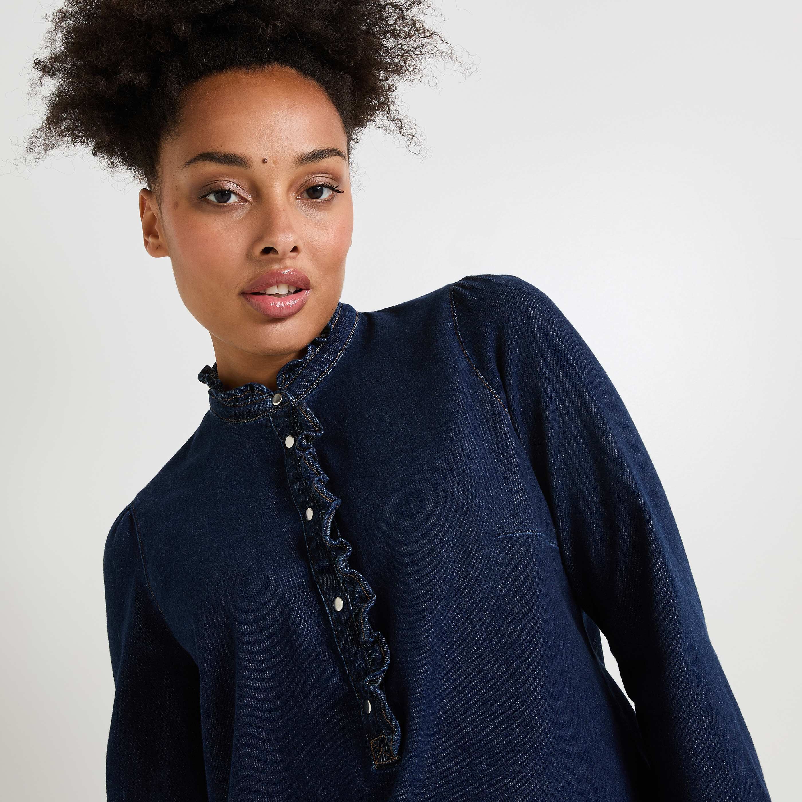 Blouse col montant femme