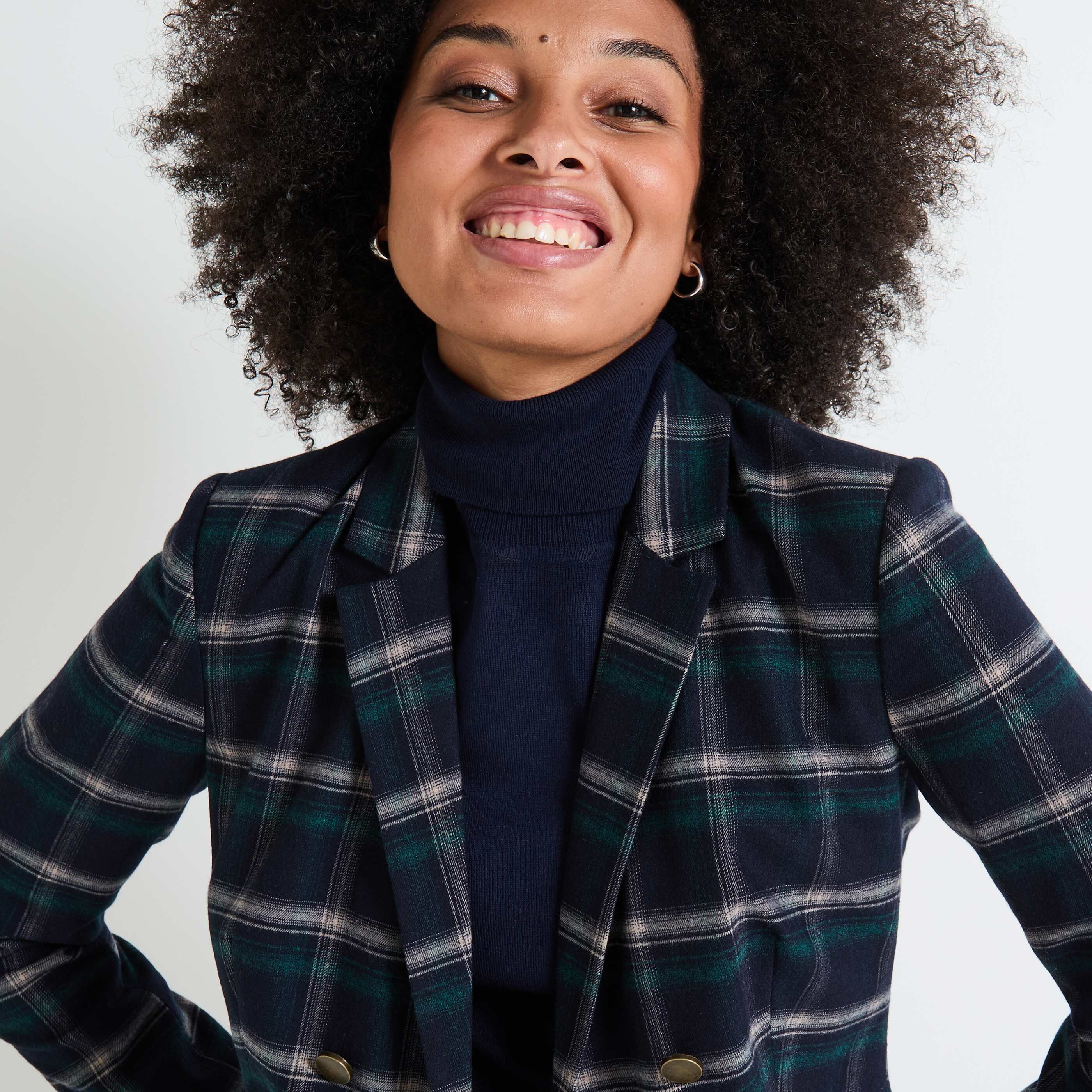 Blazer &agrave; carreaux femme