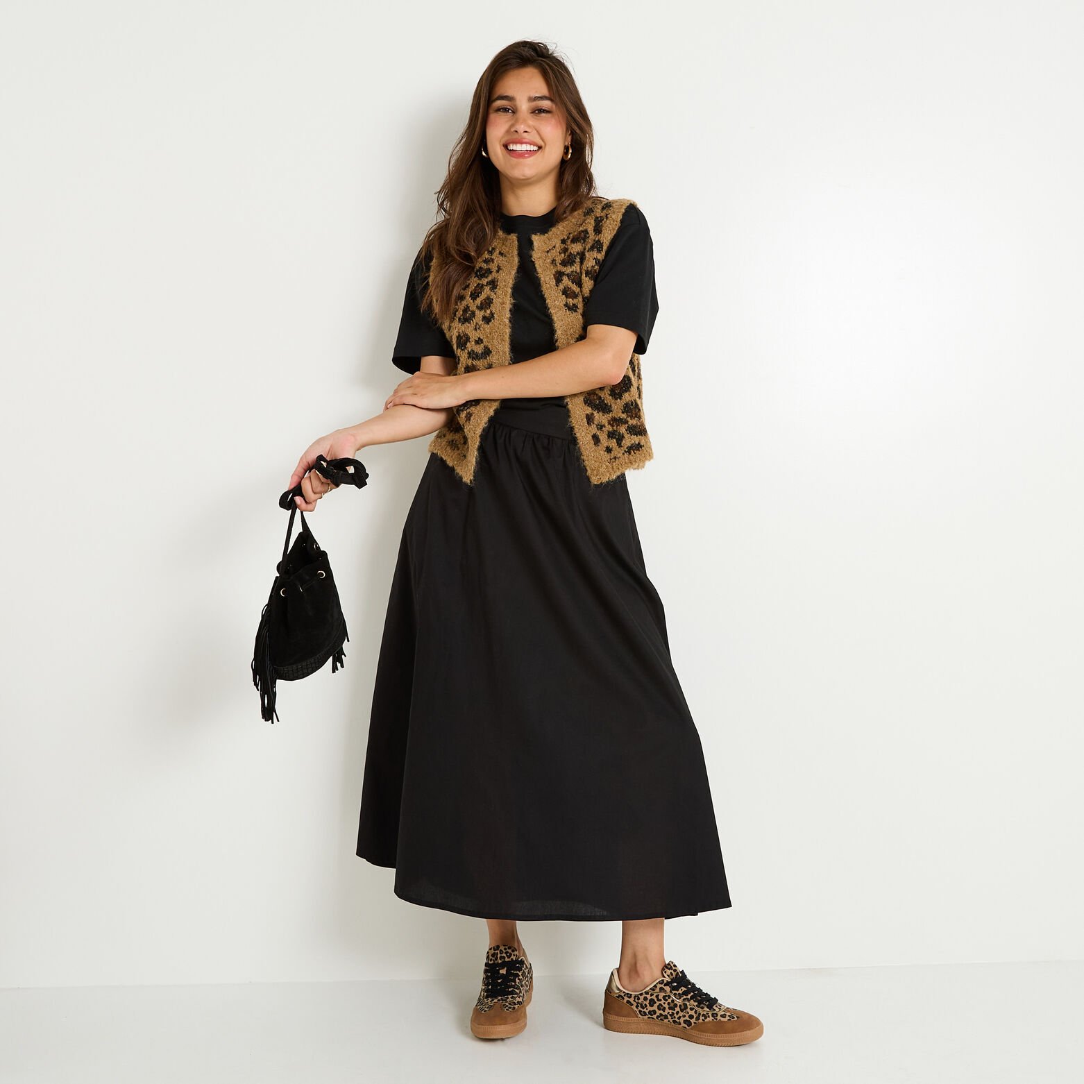 Gilet sans manches imprimé léopard femme
