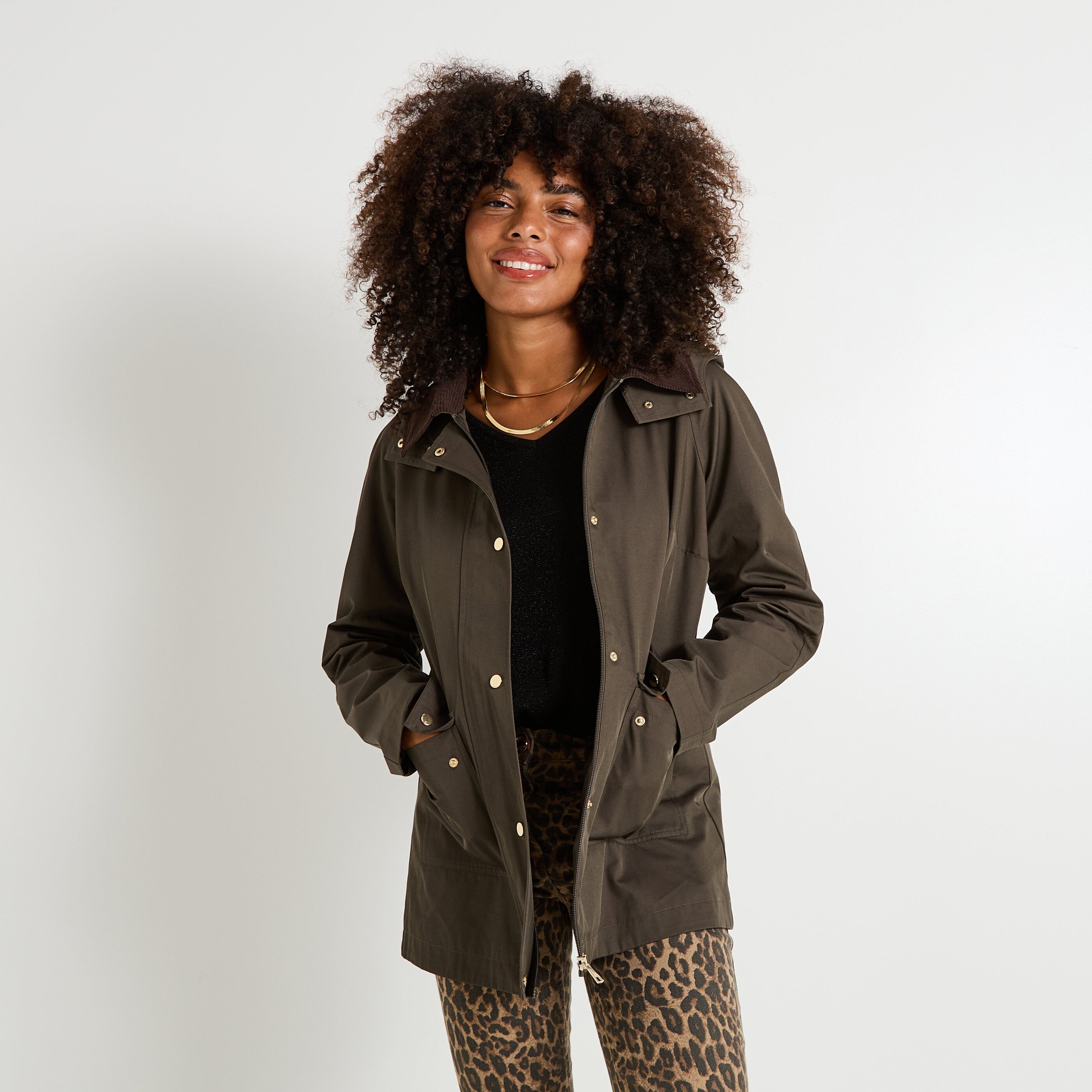 Manteau d&eacute;perlant capuche amovible femme