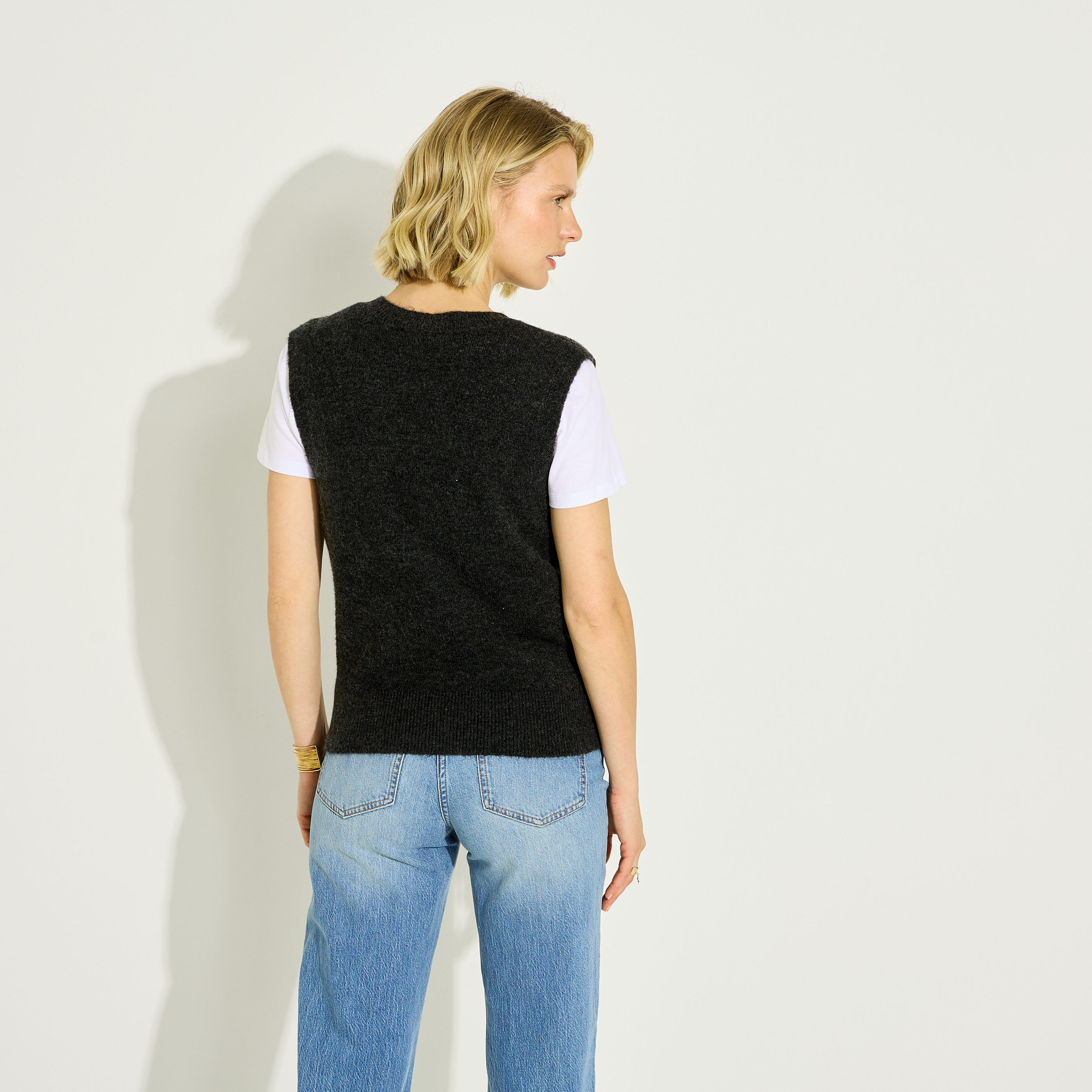 Pull sans manches fantaisie femme