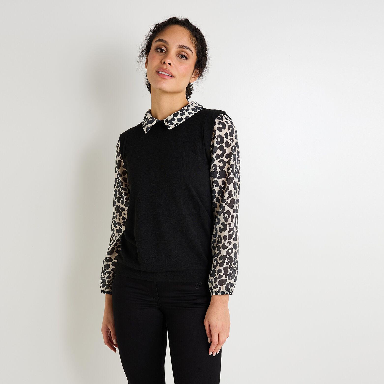 T-shirt col chemise femme