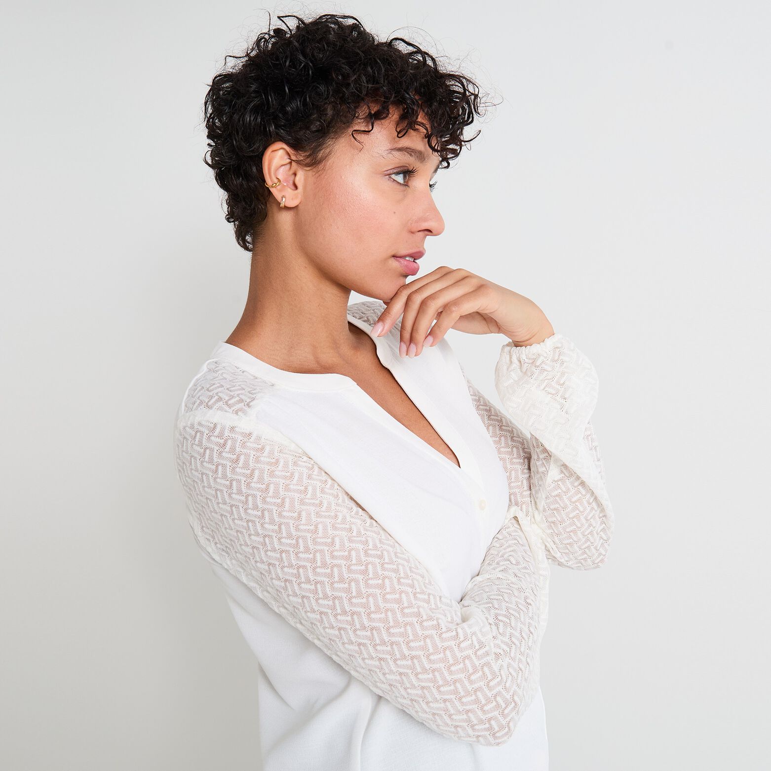 Chemise col V femme