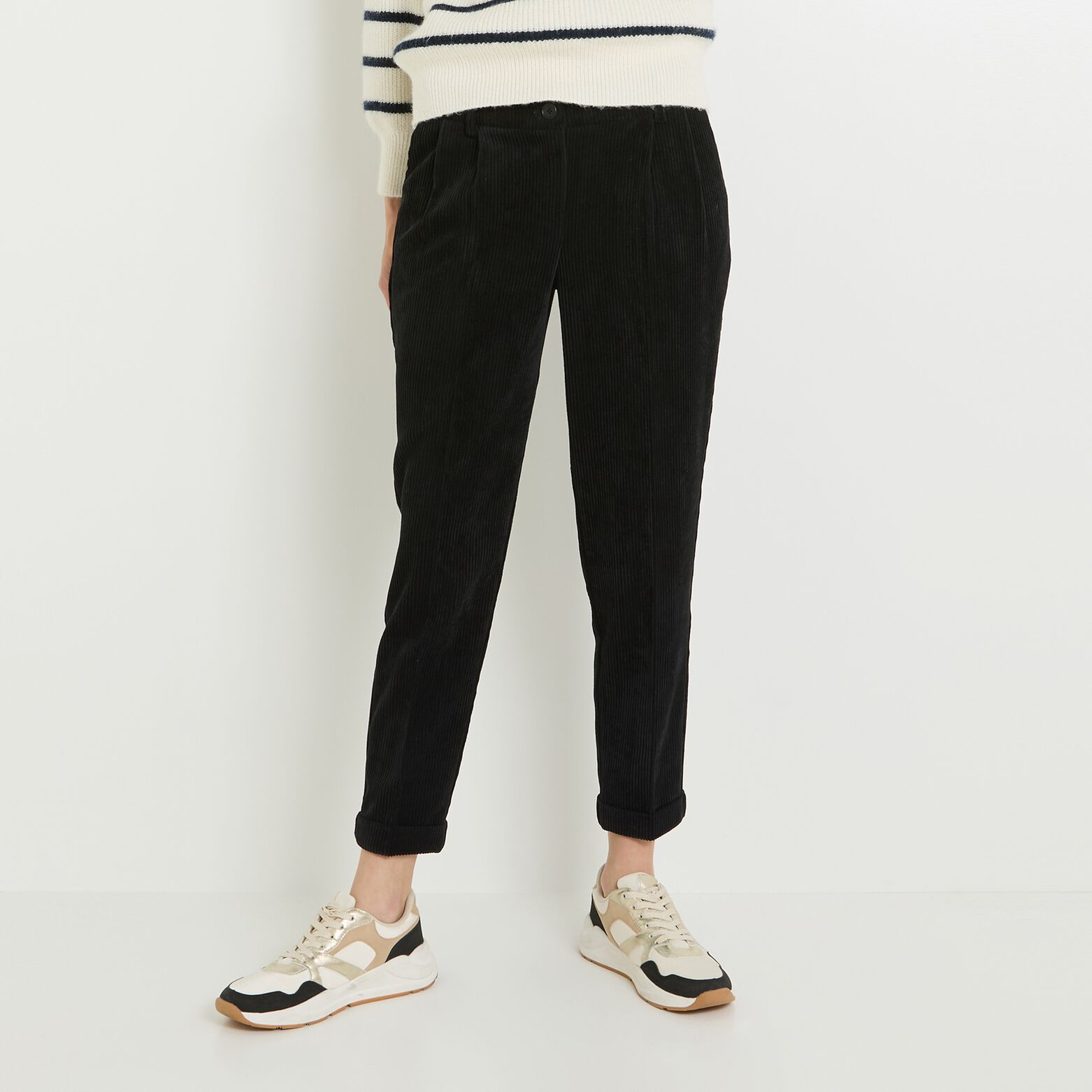 Pantalon velours à pinces femme