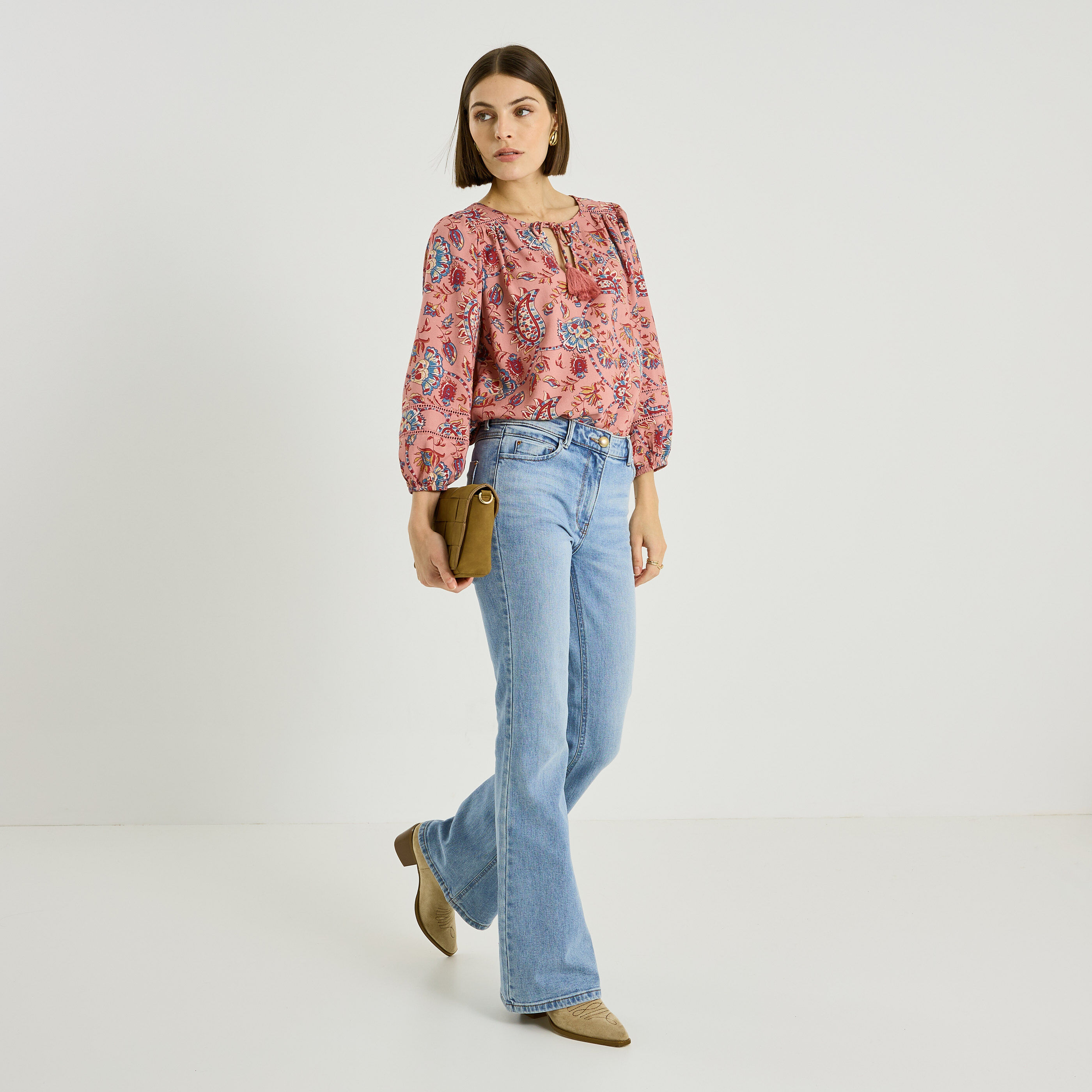 Blouse imprim&eacute; cachemire femme