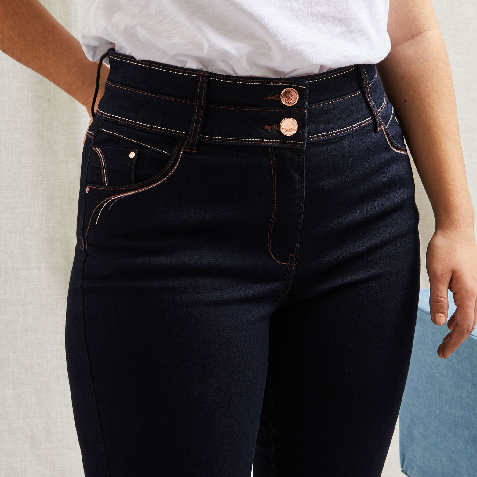 Jean raccourci taille haute HANOI femme