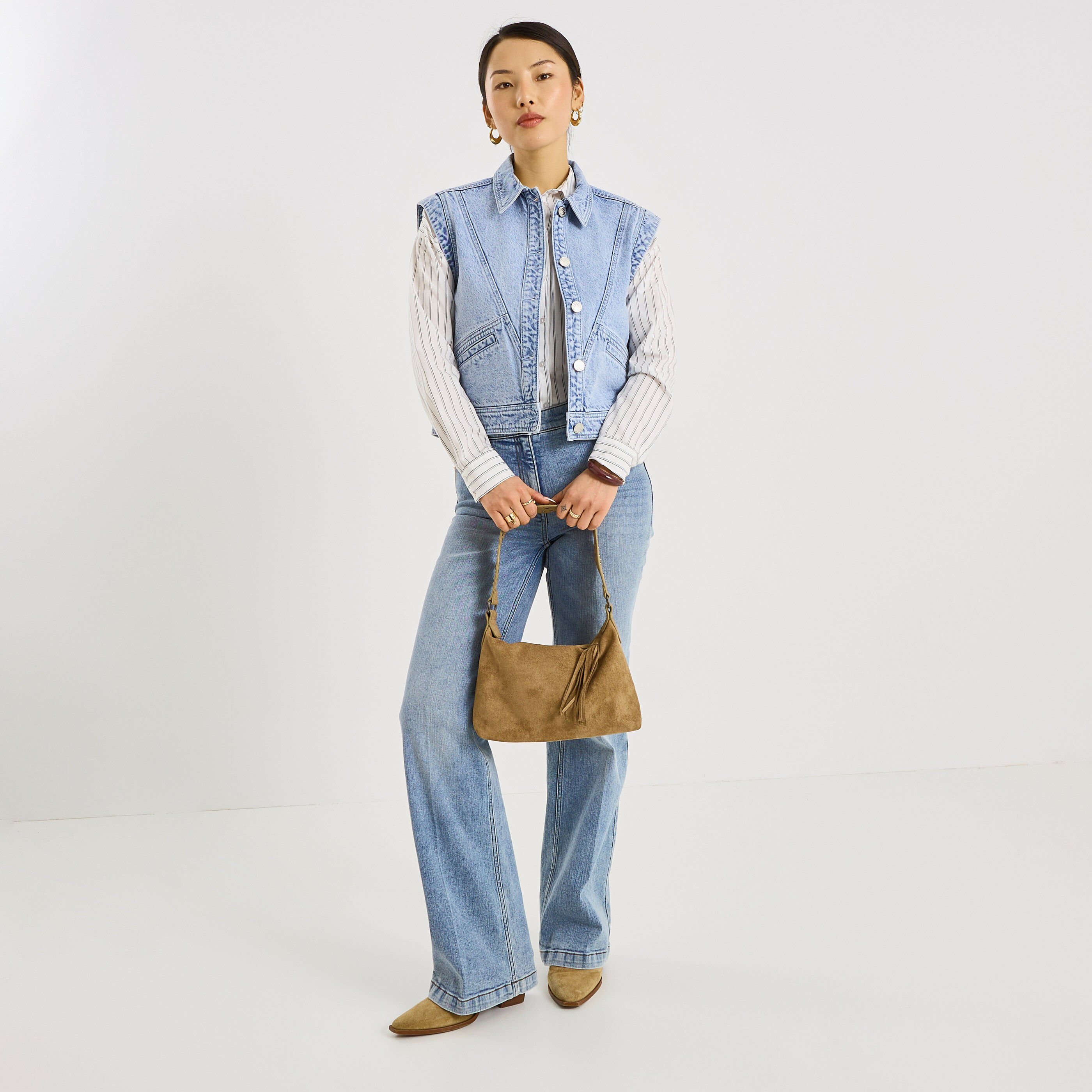 Veste sans manches en jean femme