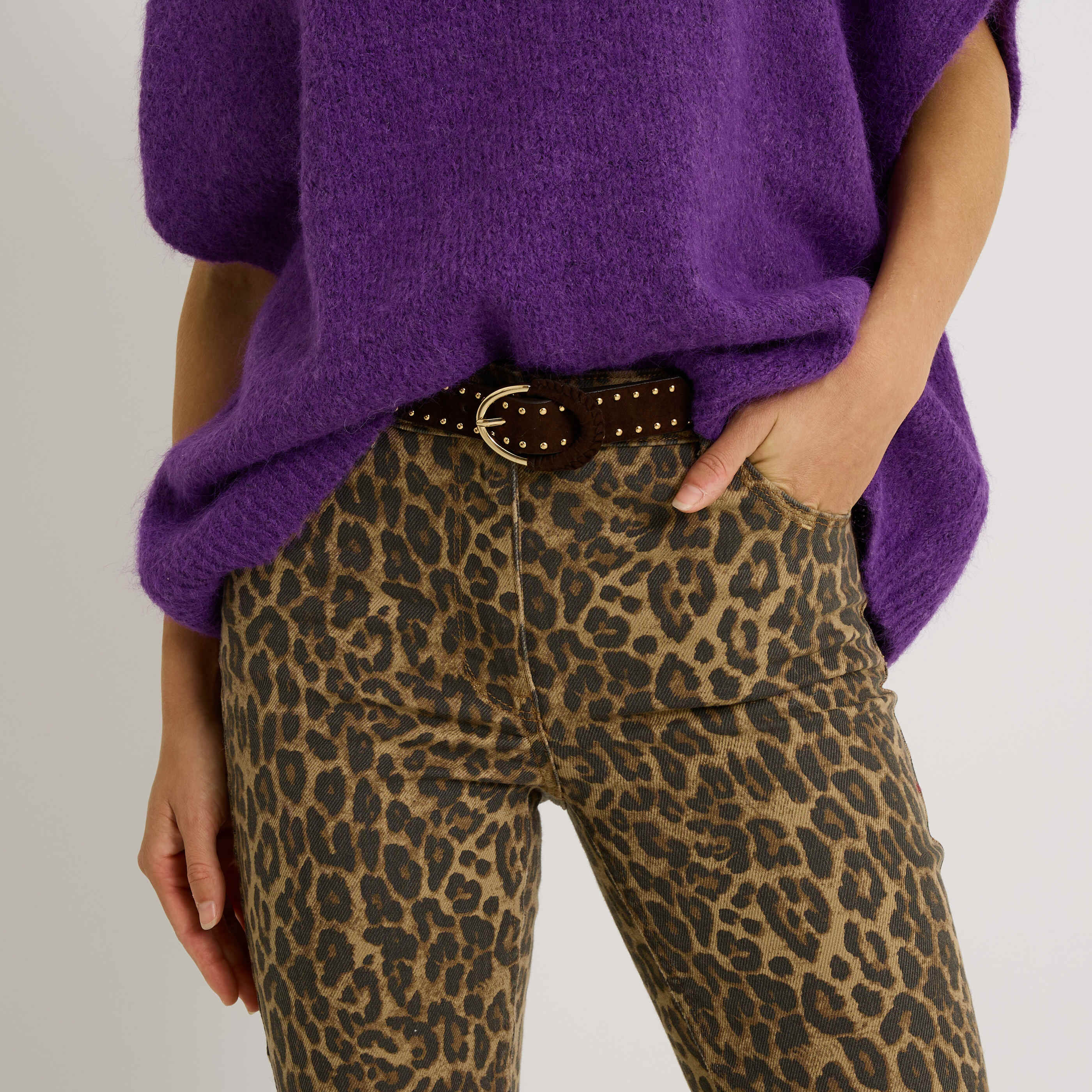 Ceinture &agrave; clous couleur or femme