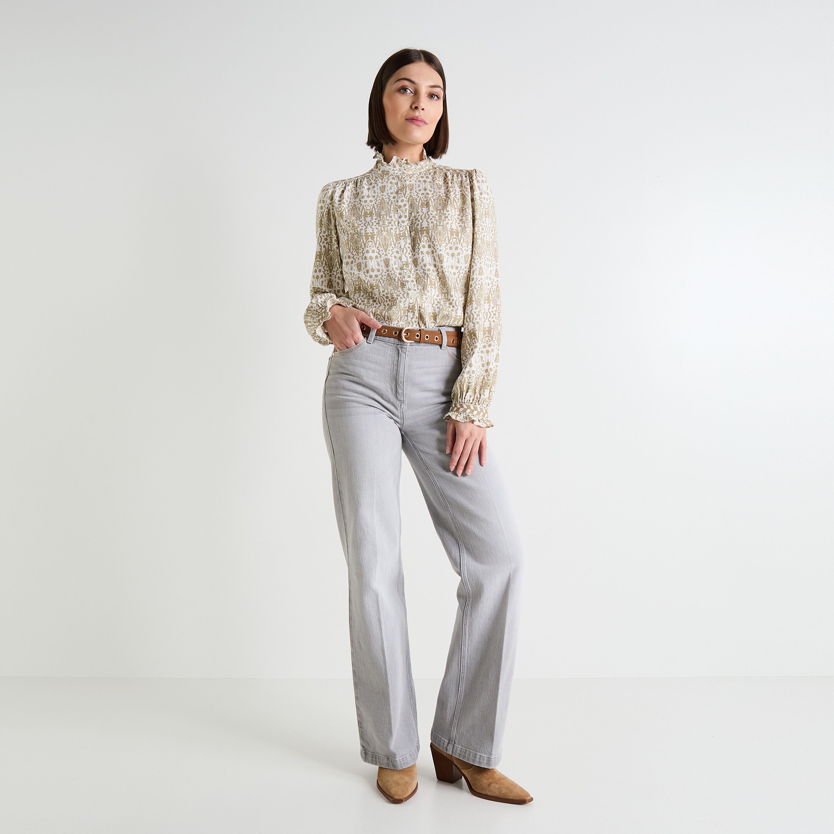 Chemisier col mao femme