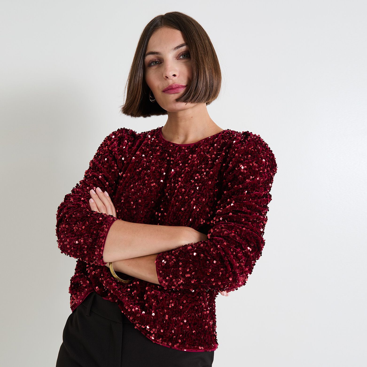 Top col rond femme