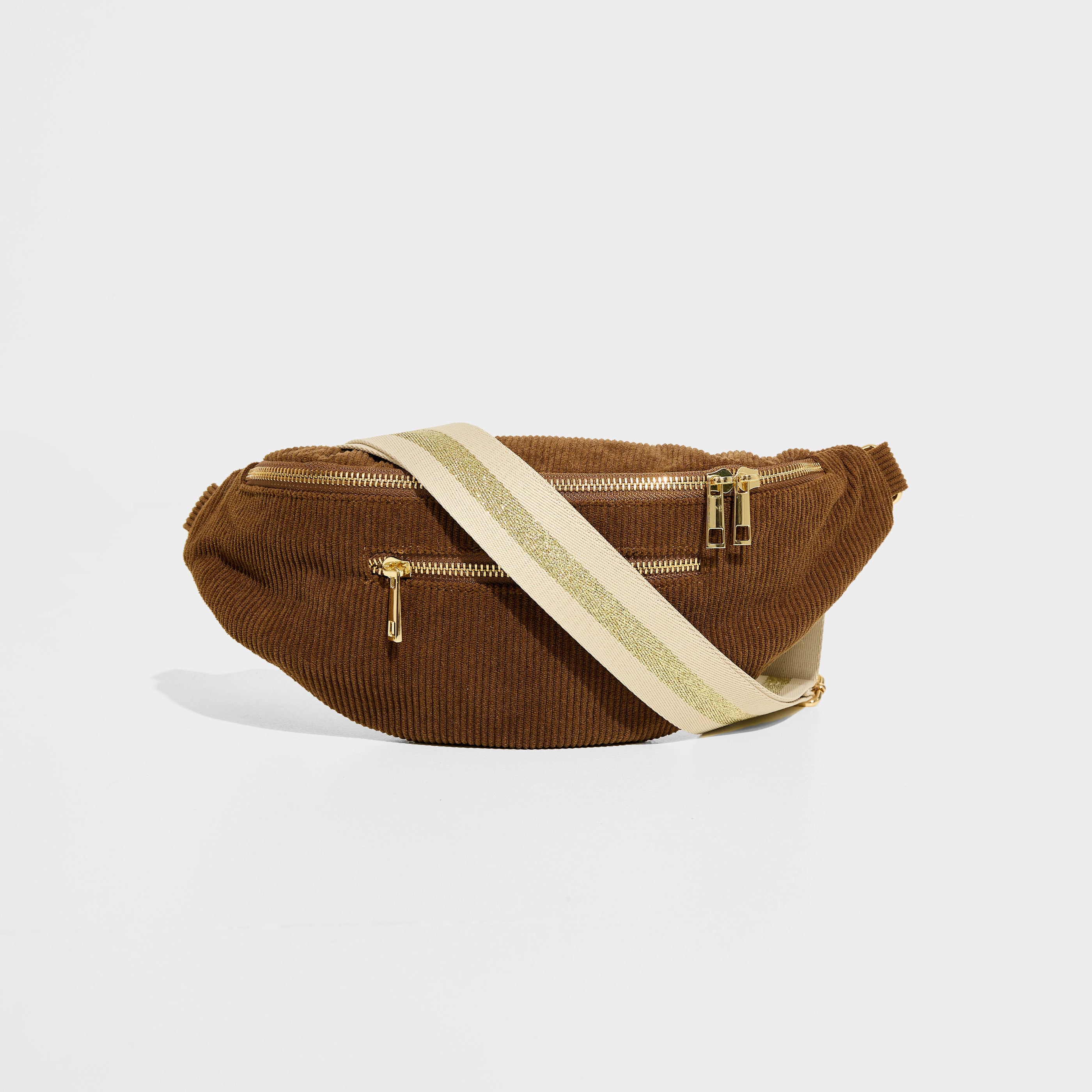Sac banane en velours c&ocirc;tel&eacute; femme