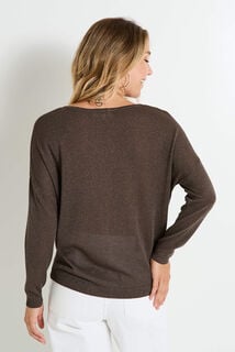 Pull brillant à col V femme