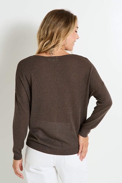 Pull brillant à col V femme