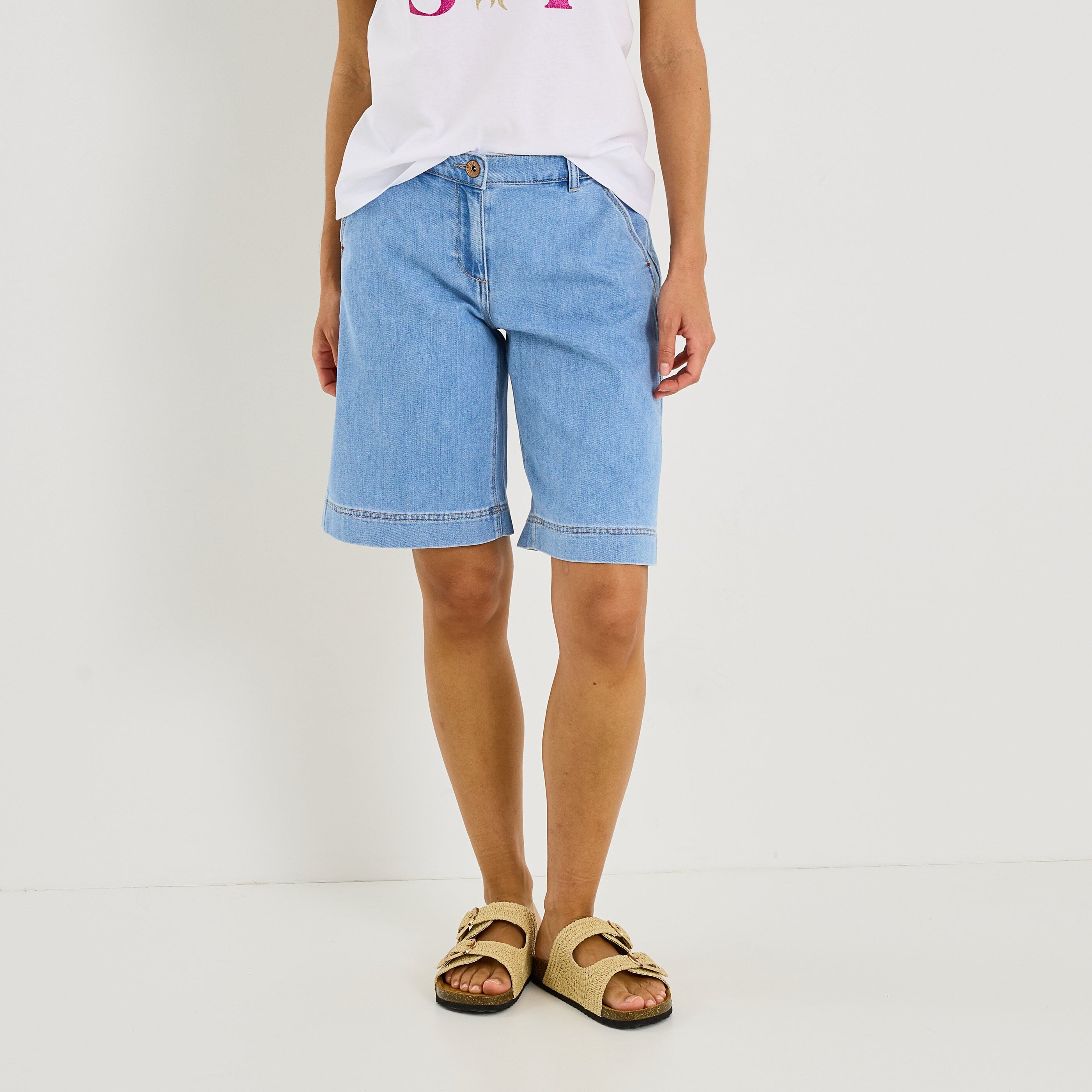 Bermuda ample en jean femme