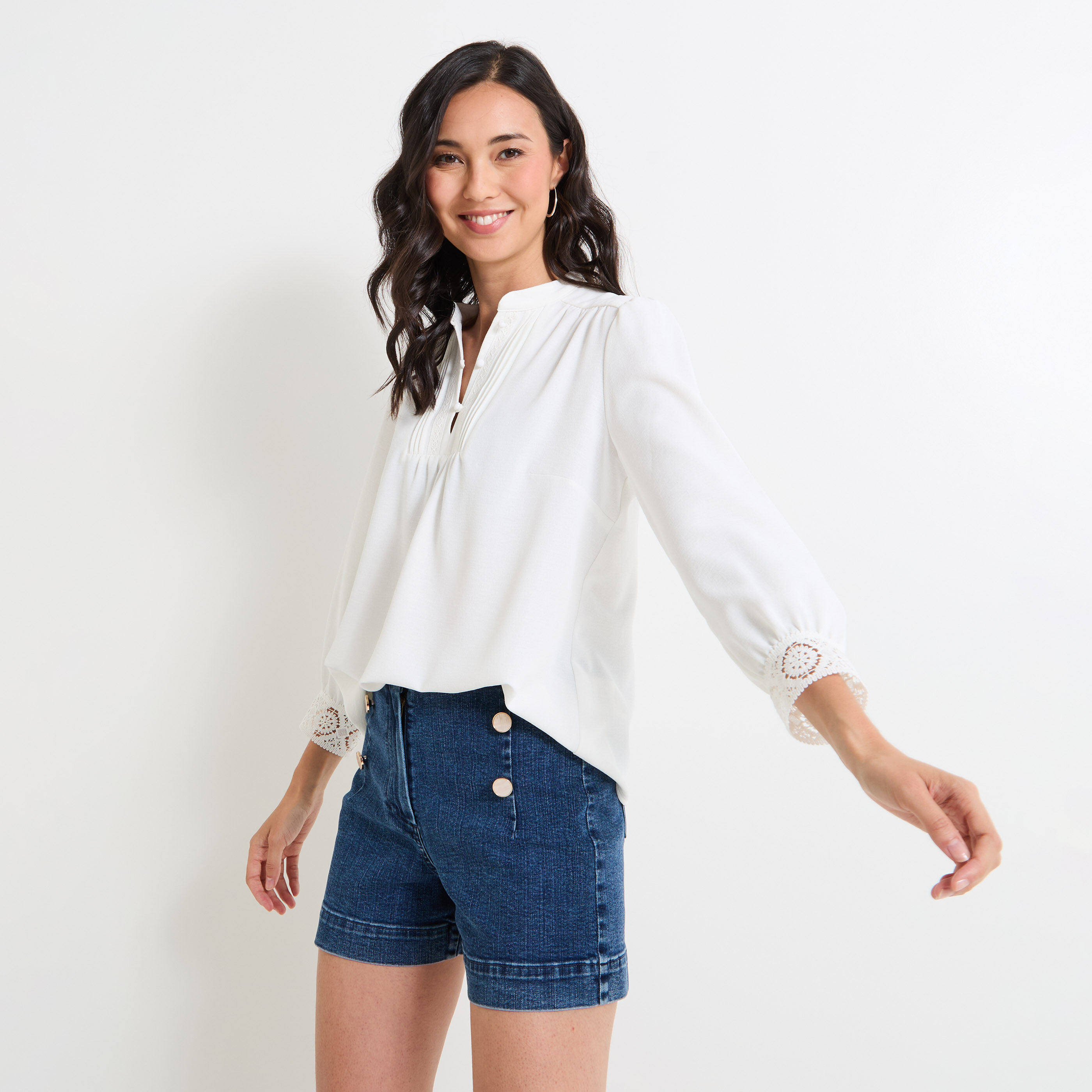 Blouse unie femme ECRU Graindemalice