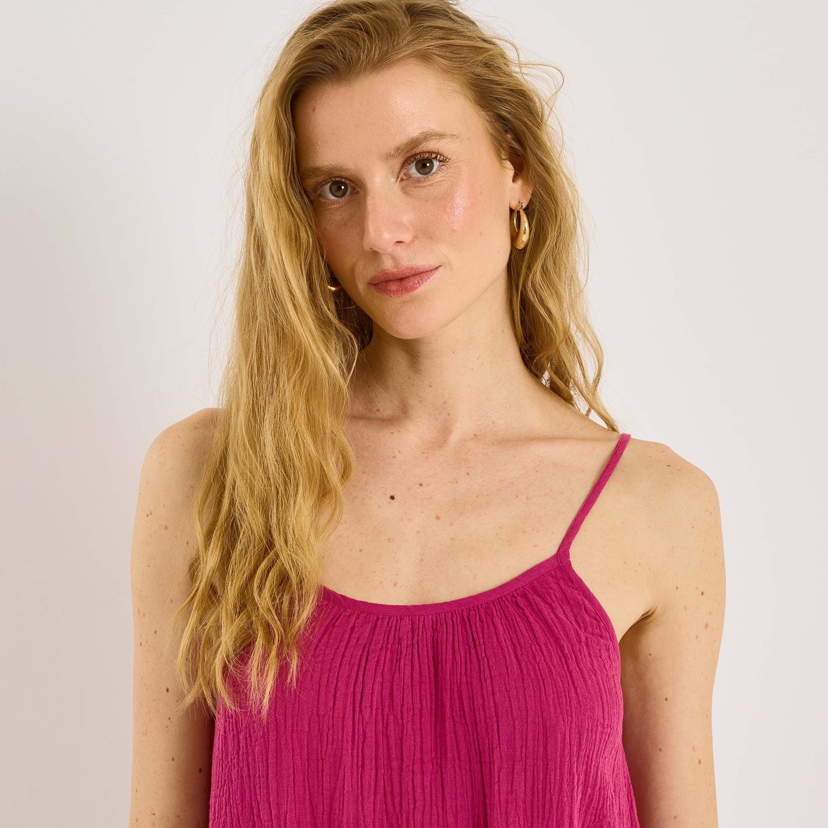 Robe courte en gaze de coton