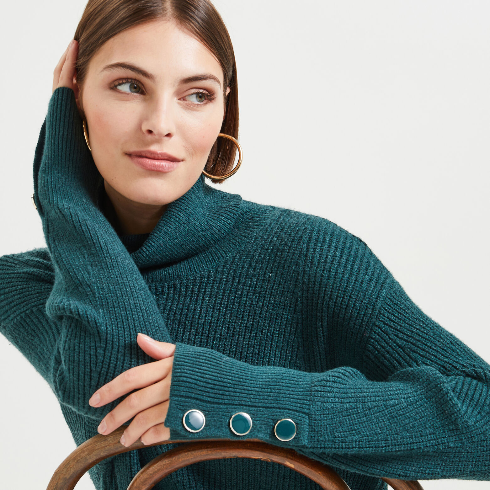Pull col roulé femme