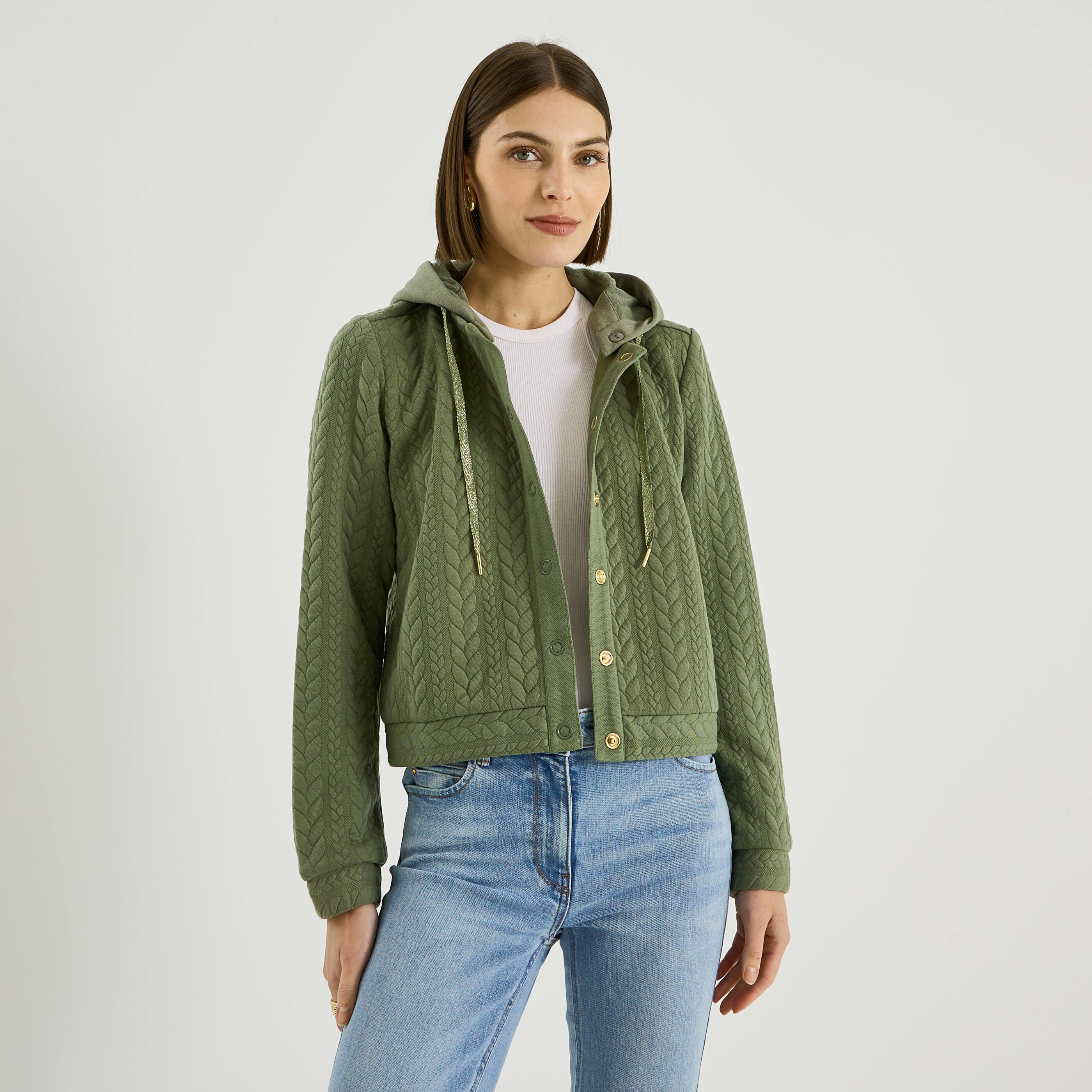 Bomber matelass&eacute; capuche amovible femme