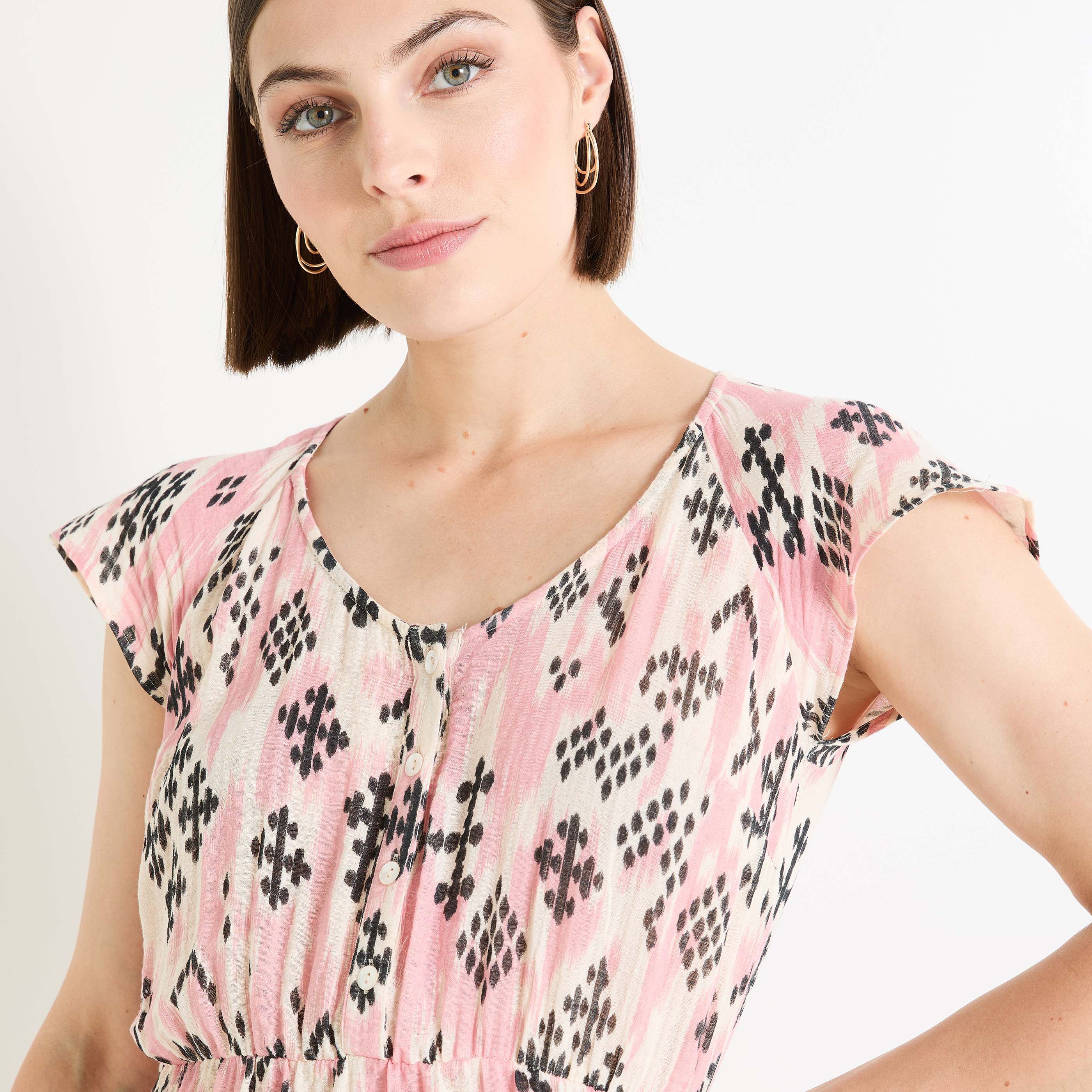 Robe longue imprim&eacute;e femme