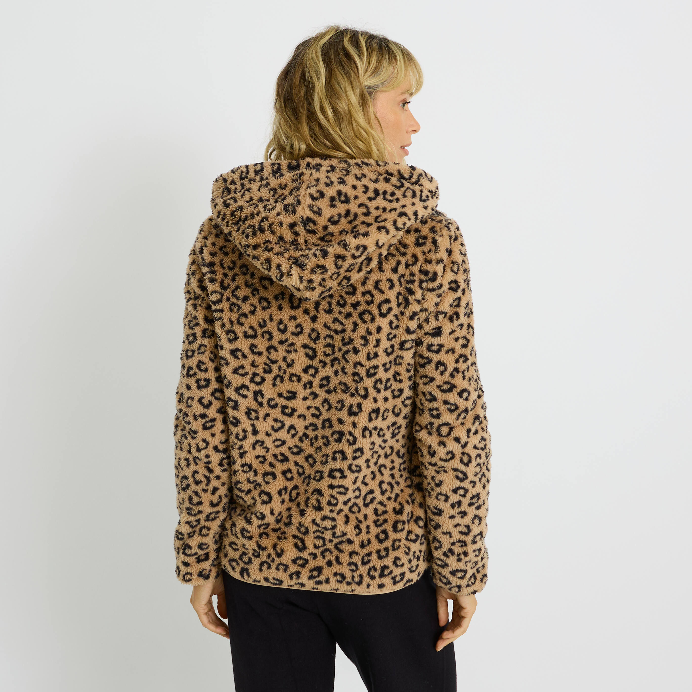 Gilet zipp&eacute; imprim&eacute; l&eacute;opard femme